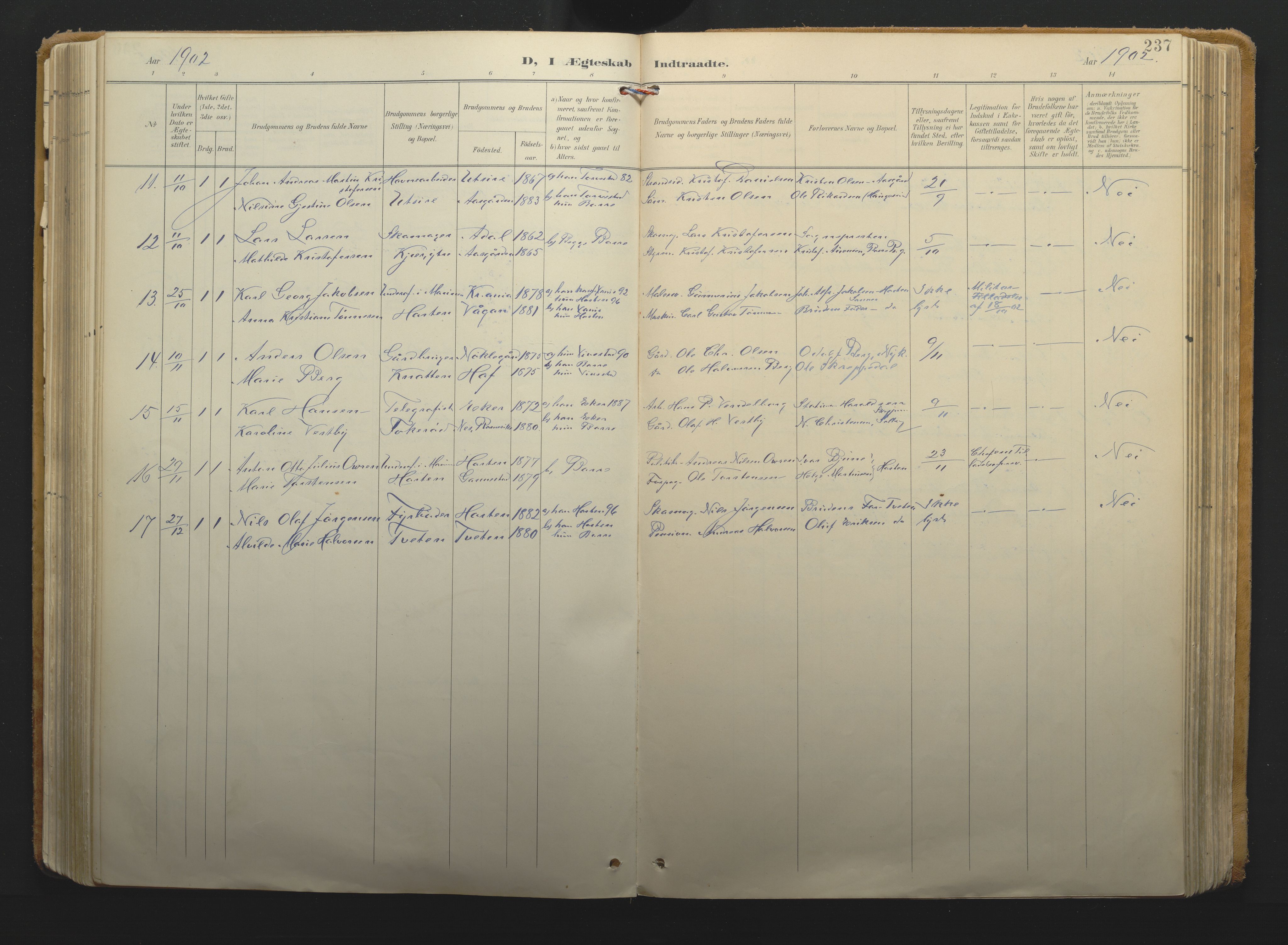 Borre kirkebøker, AV/SAKO-A-338/F/Fa/L0011: Parish register (official) no. I 11, 1897-1921, p. 237