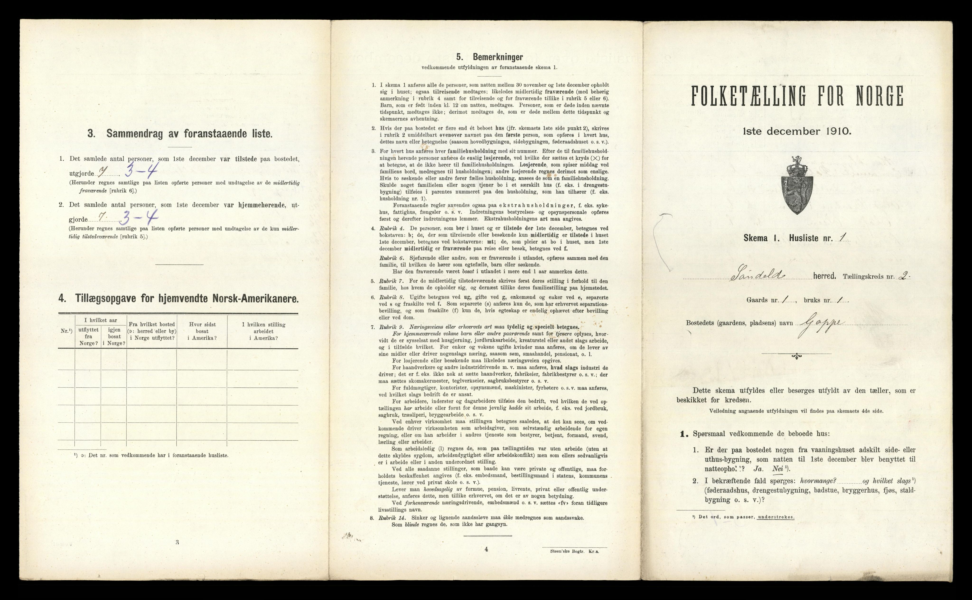 RA, 1910 census for Søndeled, 1910, p. 196