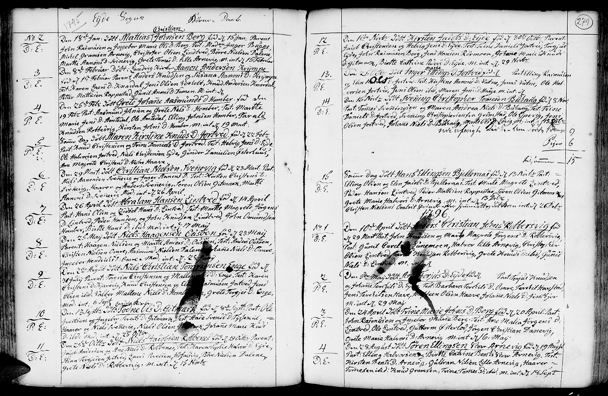 Hommedal sokneprestkontor, AV/SAK-1111-0023/F/Fa/Fab/L0002: Parish register (official) no. A 2 /2, 1740-1823, p. 279