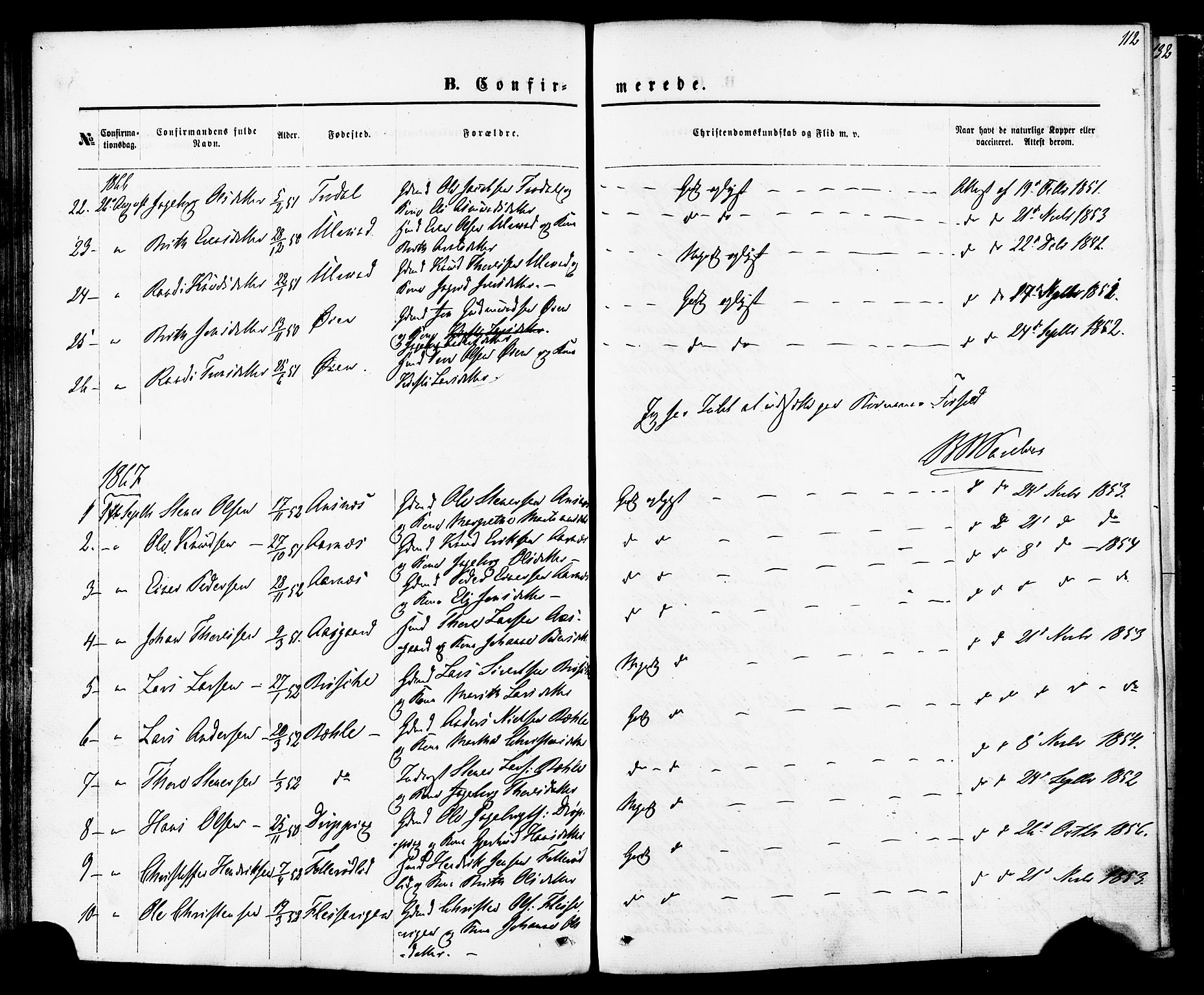 Ministerialprotokoller, klokkerbøker og fødselsregistre - Møre og Romsdal, AV/SAT-A-1454/592/L1027: Parish register (official) no. 592A05, 1865-1878, p. 112