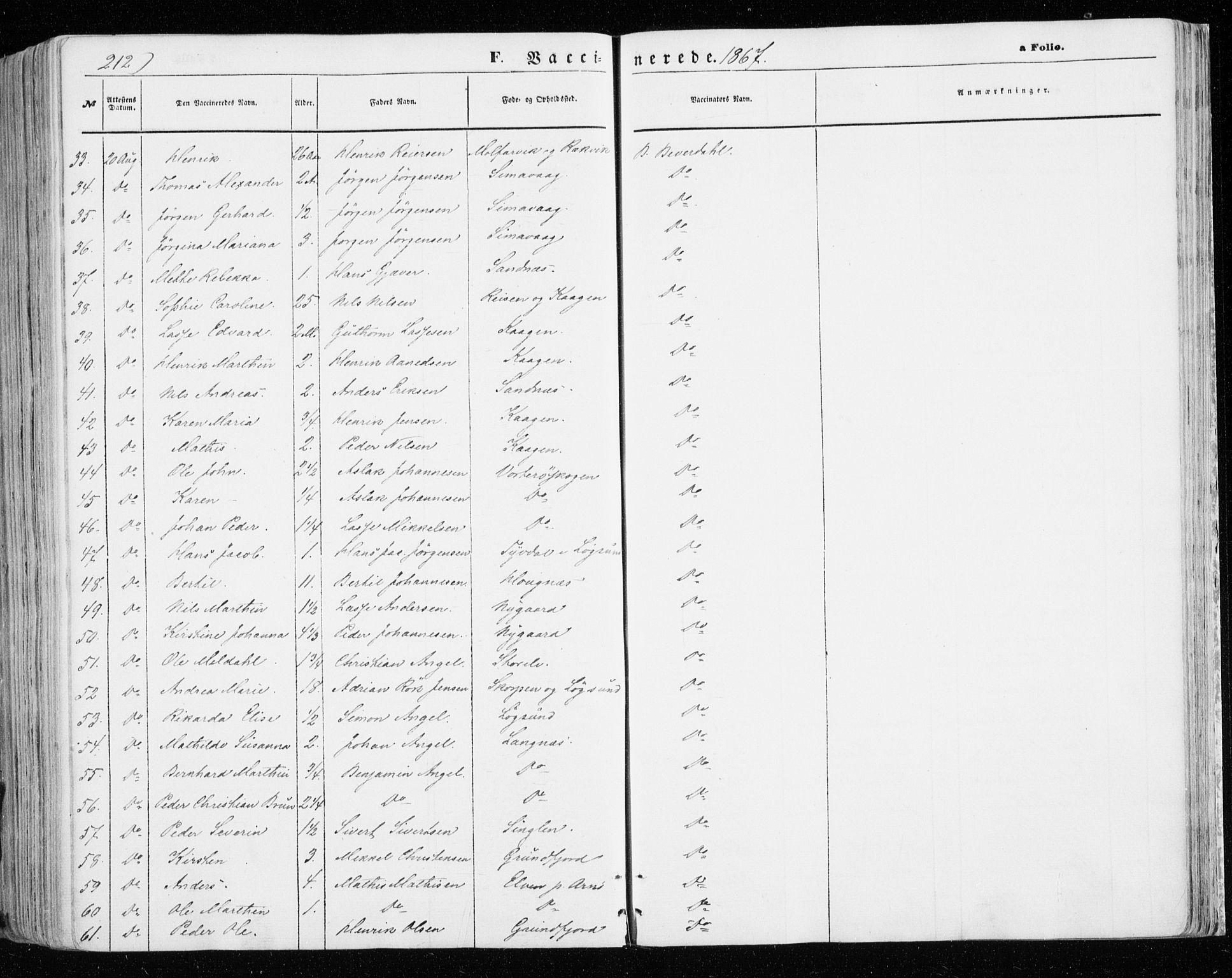 Skjervøy sokneprestkontor, AV/SATØ-S-1300/H/Ha/Haa/L0007kirke: Parish register (official) no. 7, 1860-1870, p. 212