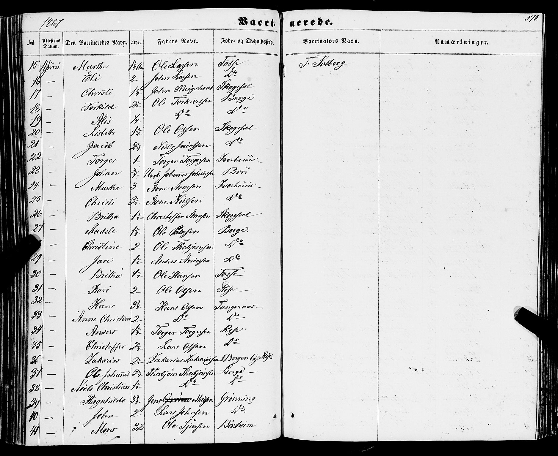 Strandebarm sokneprestembete, AV/SAB-A-78401/H/Haa: Parish register (official) no. A 8, 1858-1872, p. 370