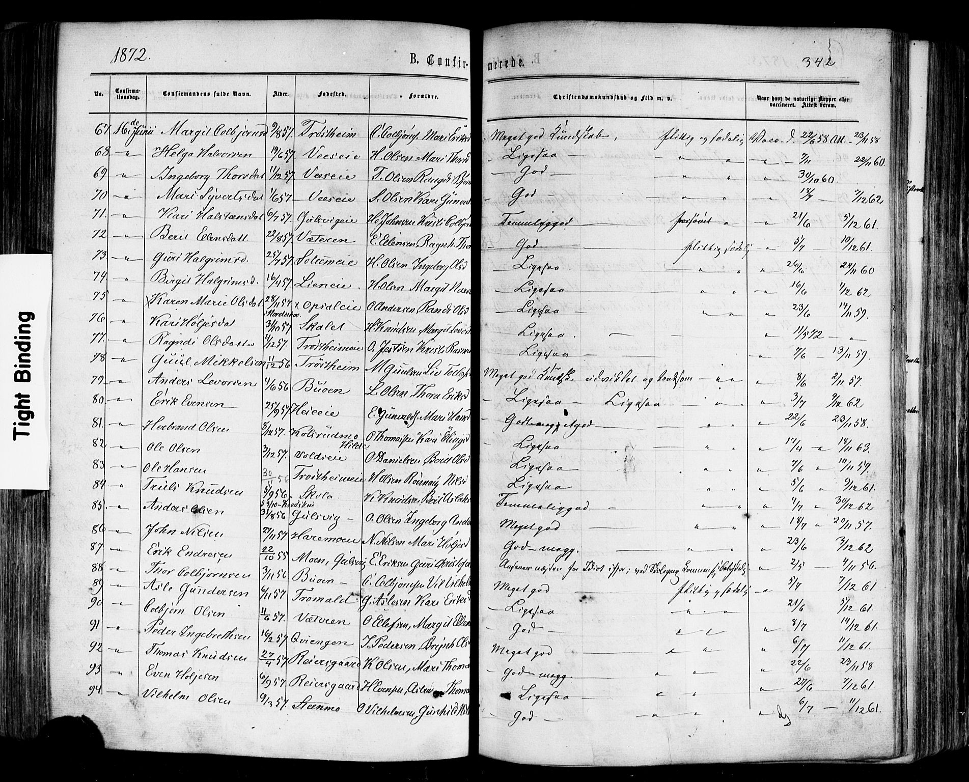 Nes kirkebøker, AV/SAKO-A-236/F/Fa/L0010: Parish register (official) no. 10, 1864-1880, p. 342