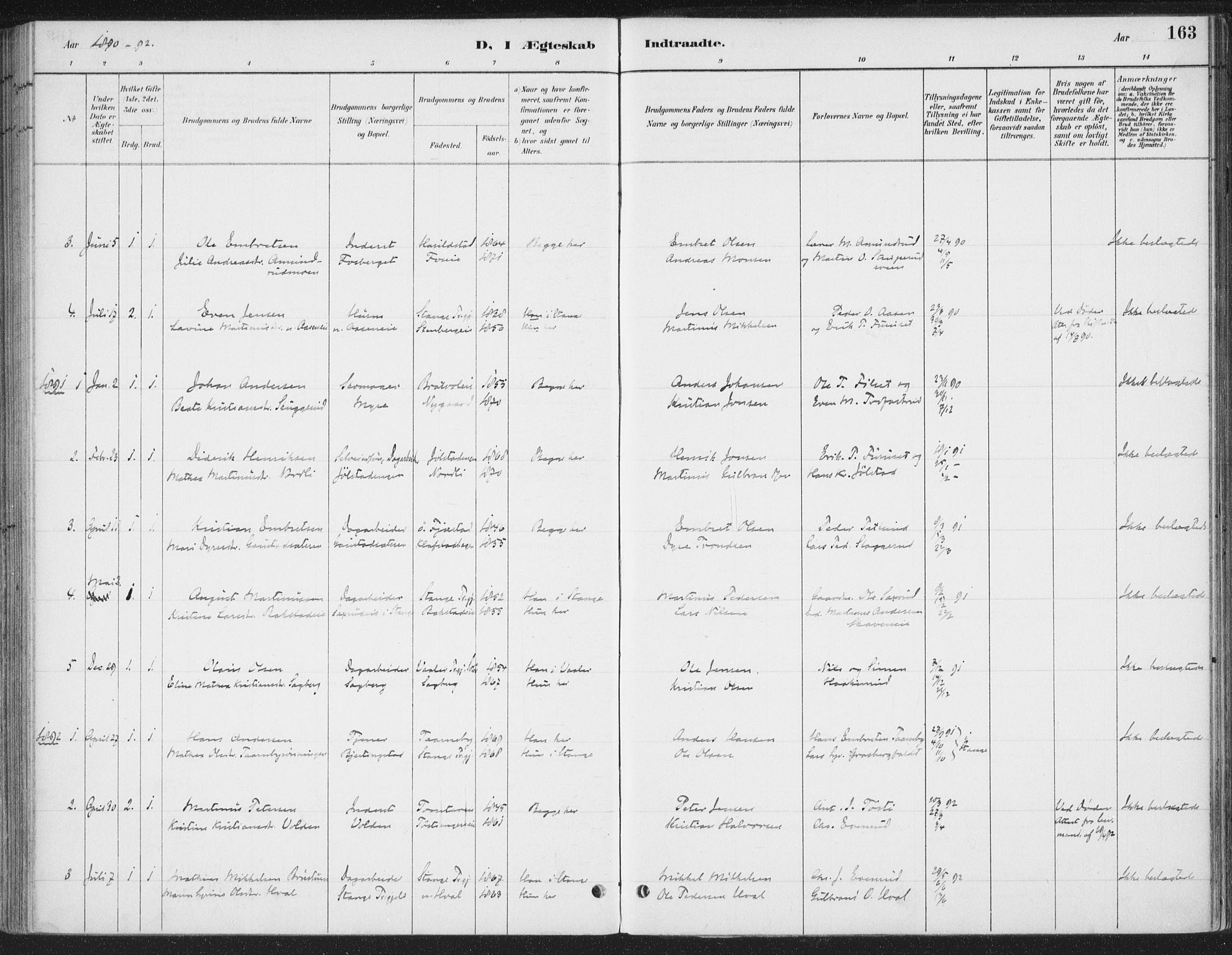 Romedal prestekontor, SAH/PREST-004/K/L0008: Parish register (official) no. 8, 1887-1905, p. 163