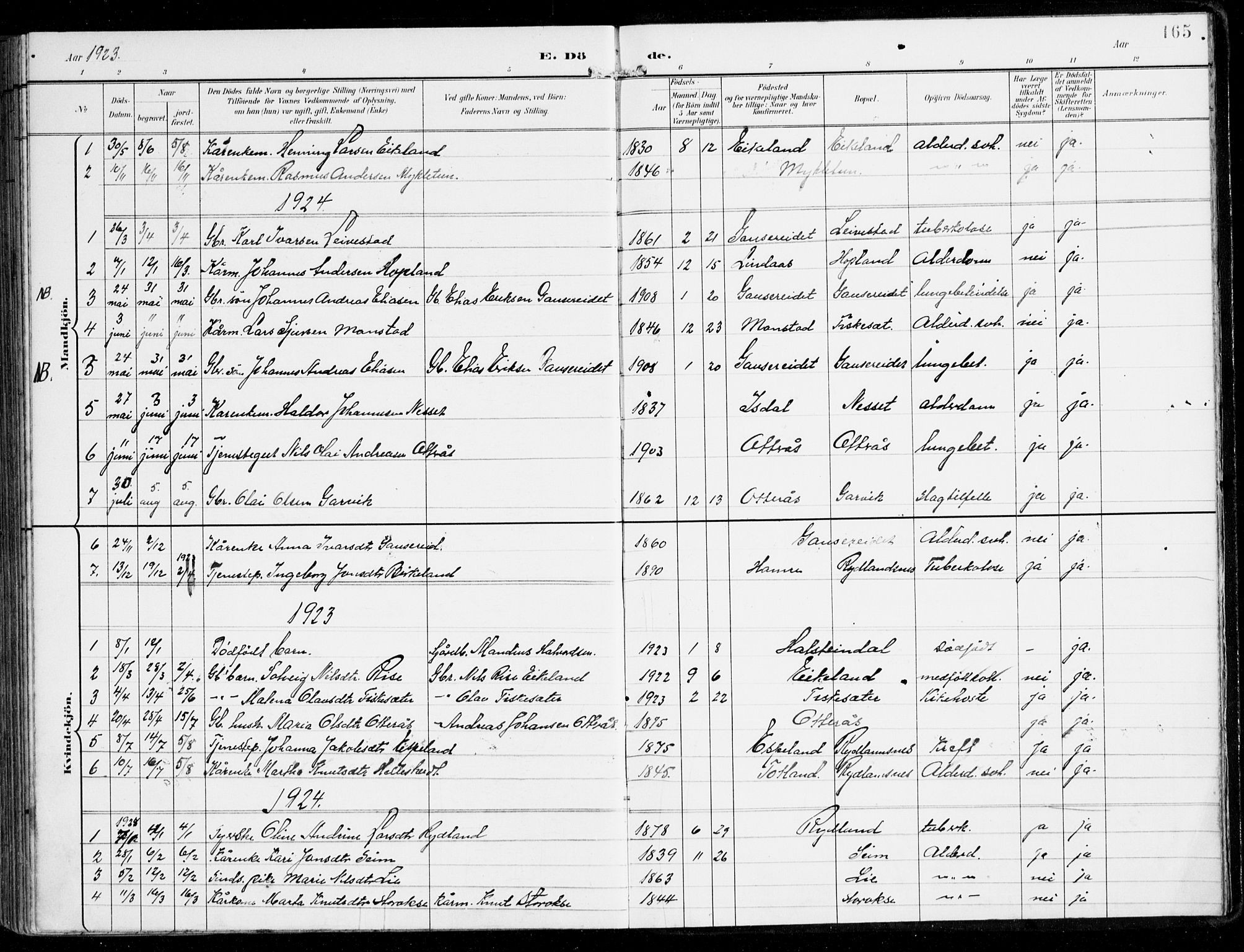 Alversund Sokneprestembete, AV/SAB-A-73901/H/Ha/Haa/Haad/L0004: Parish register (official) no. D 4, 1898-1926, p. 165