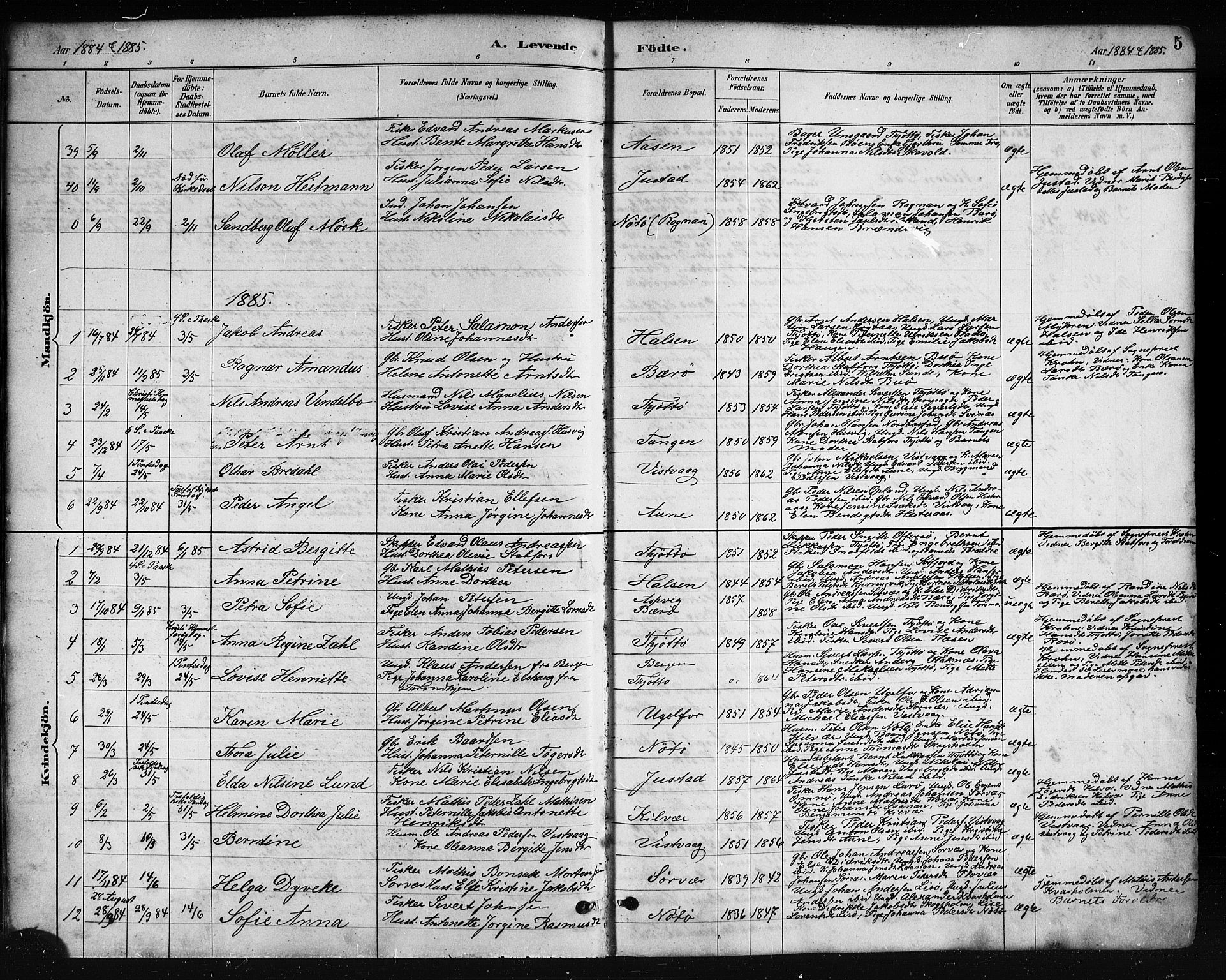 Ministerialprotokoller, klokkerbøker og fødselsregistre - Nordland, SAT/A-1459/817/L0268: Parish register (copy) no. 817C03, 1884-1920, p. 5