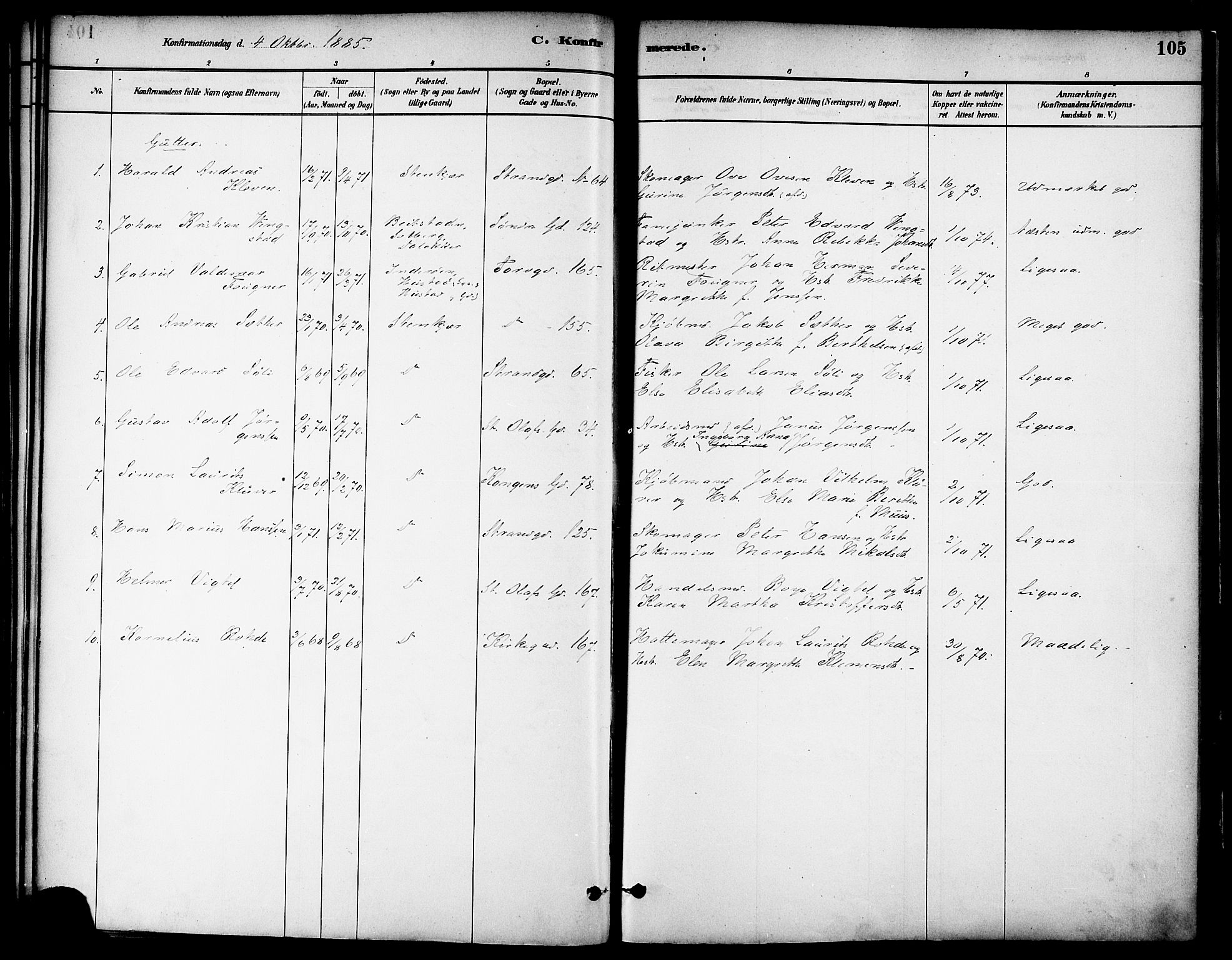 Ministerialprotokoller, klokkerbøker og fødselsregistre - Nord-Trøndelag, SAT/A-1458/739/L0371: Parish register (official) no. 739A03, 1881-1895, p. 105