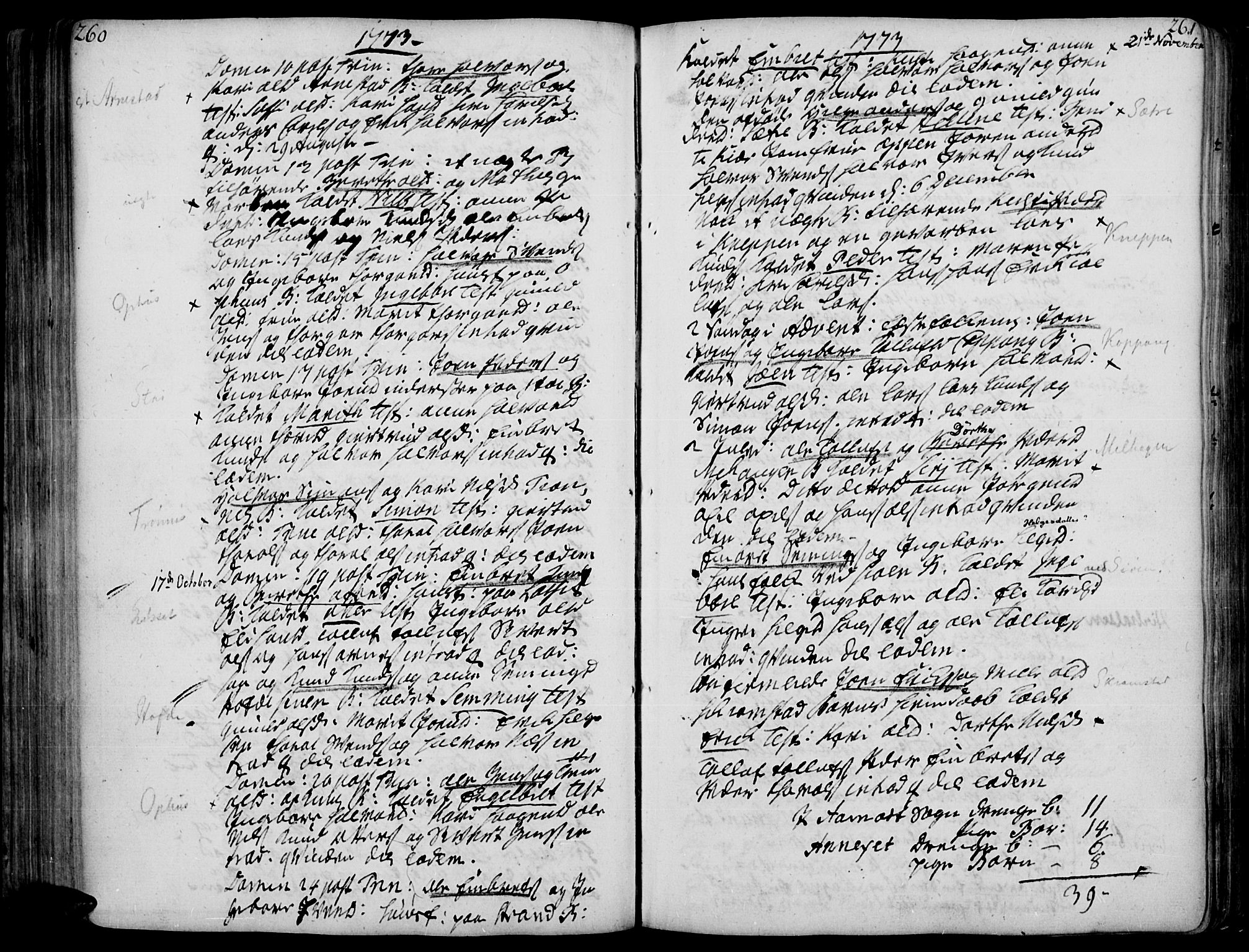 Åmot prestekontor, Hedmark, SAH/PREST-056/H/Ha/Haa/L0002: Parish register (official) no. 2, 1734-1779, p. 260-261