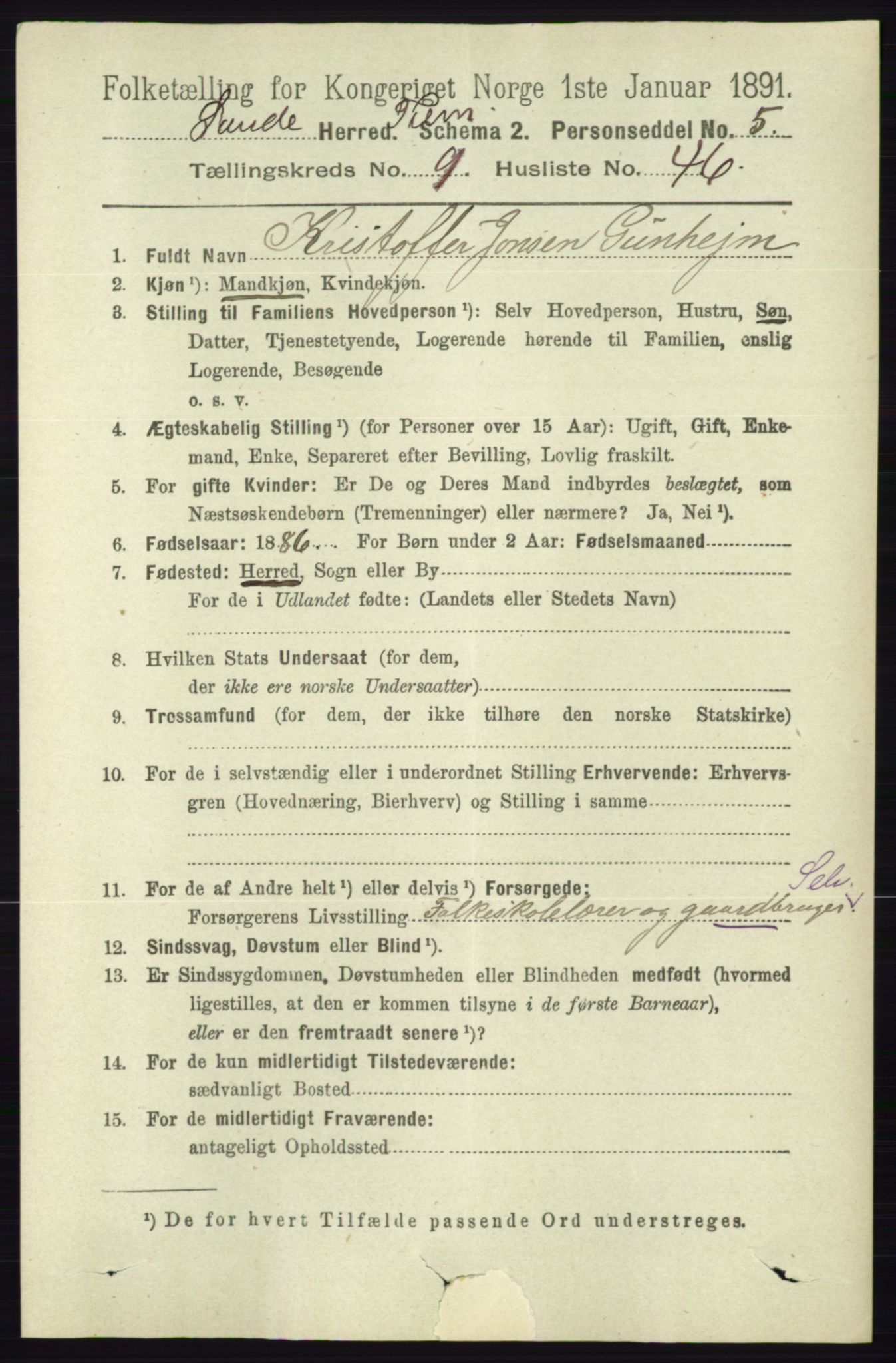 RA, 1891 census for 0822 Sauherad, 1891, p. 2928