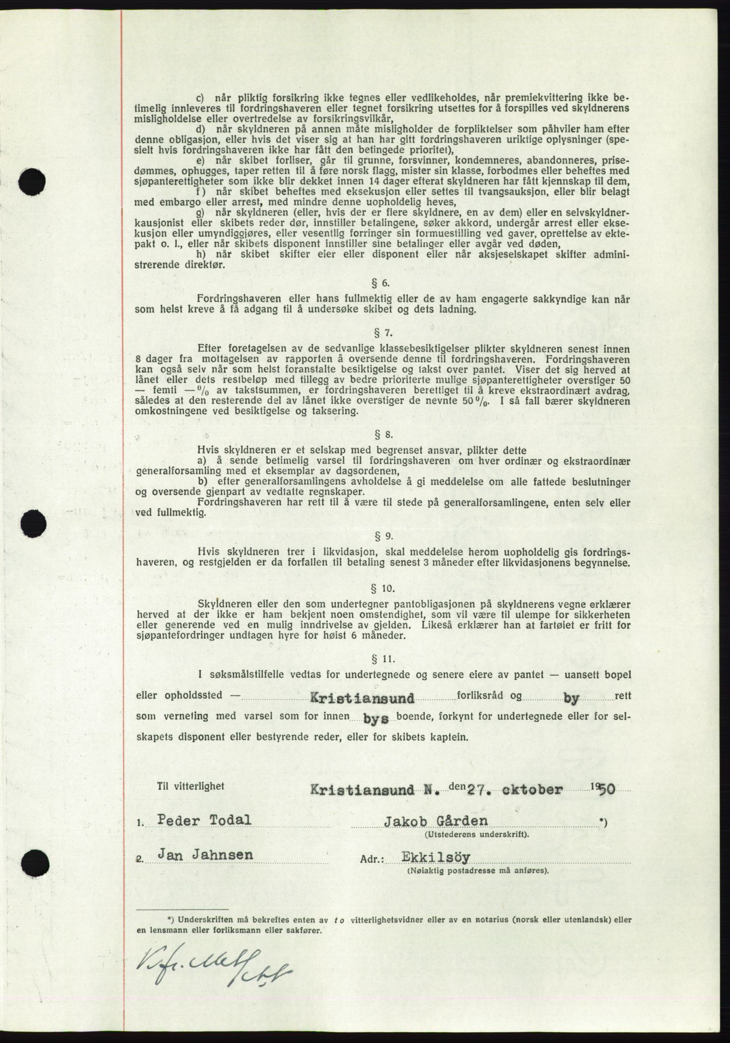 Nordmøre sorenskriveri, AV/SAT-A-4132/1/2/2Ca: Mortgage book no. B106, 1950-1950, Diary no: : 3419/1950