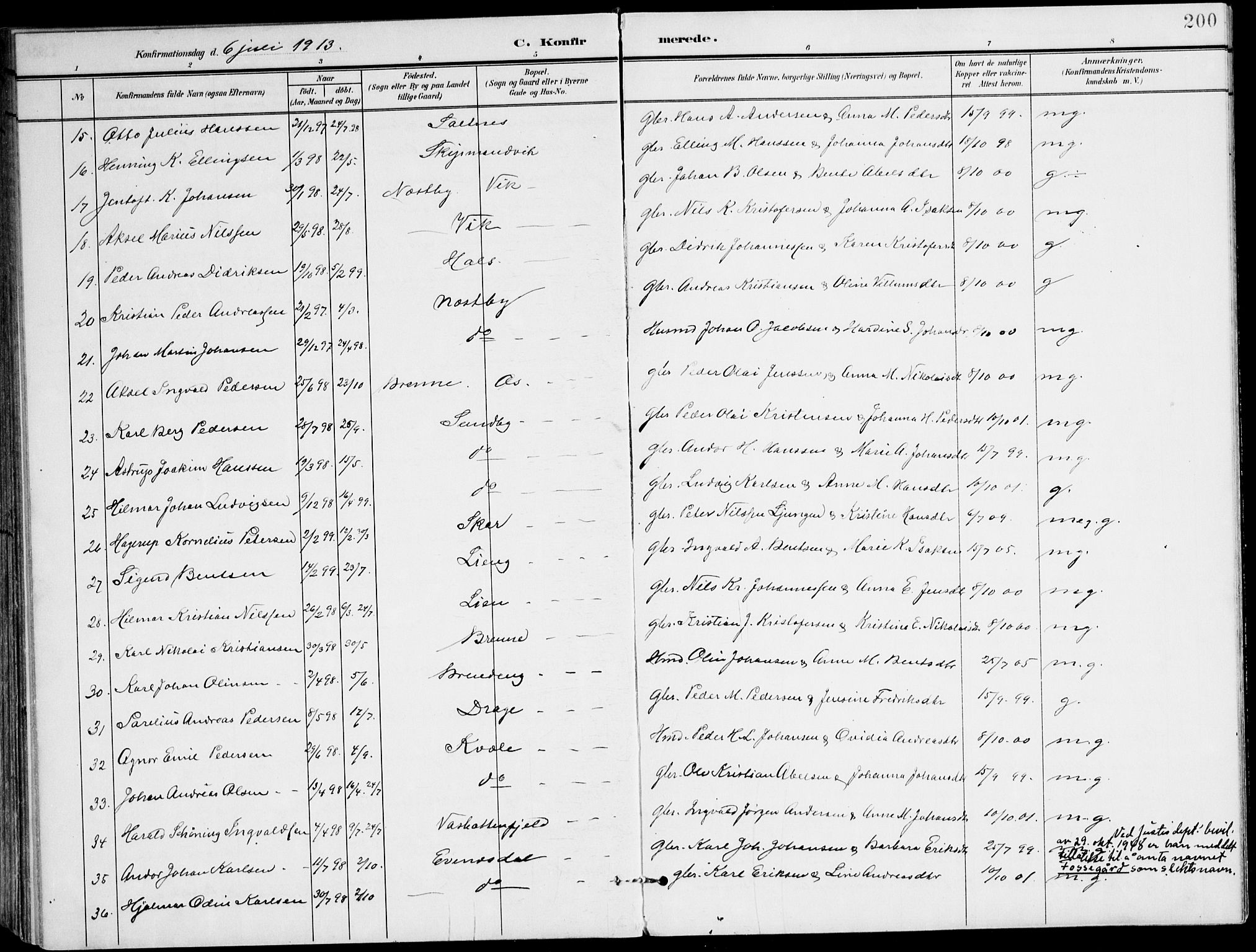 Ministerialprotokoller, klokkerbøker og fødselsregistre - Nordland, AV/SAT-A-1459/847/L0672: Parish register (official) no. 847A12, 1902-1919, p. 200