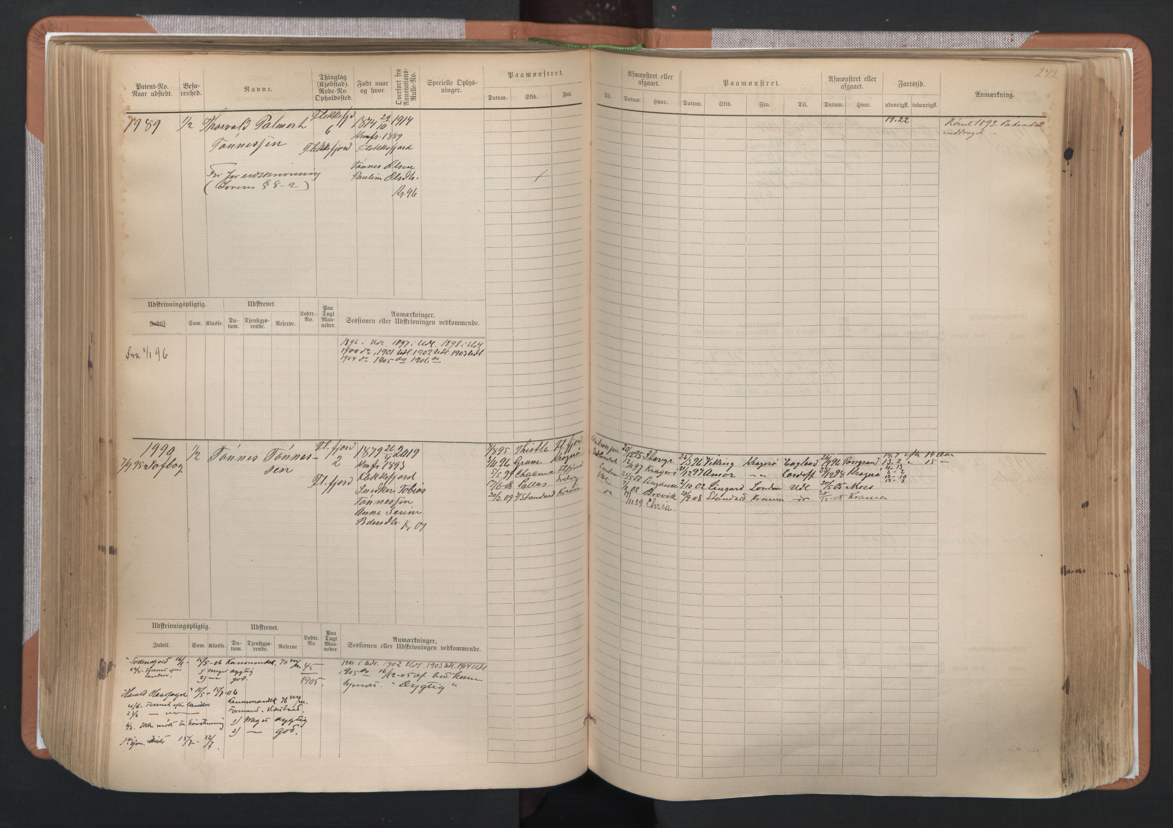 Flekkefjord mønstringskrets, SAK/2031-0018/F/Fb/L0003: Hovedrulle nr 1515-2326, N-6, 1885-1934, p. 244