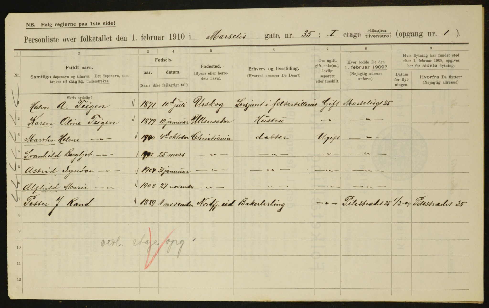 OBA, Municipal Census 1910 for Kristiania, 1910, p. 62542