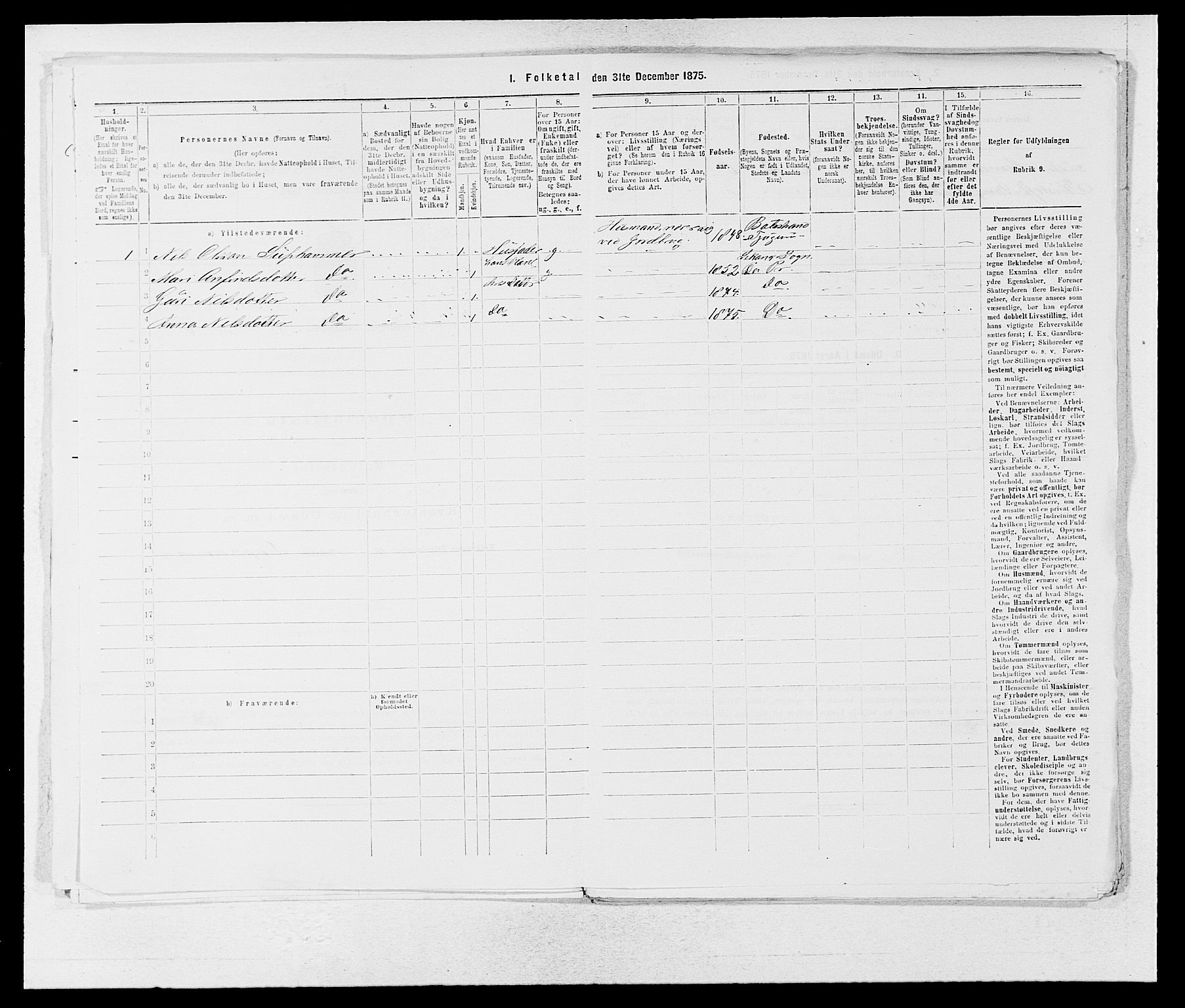 SAB, 1875 census for 1419P Leikanger, 1875, p. 30