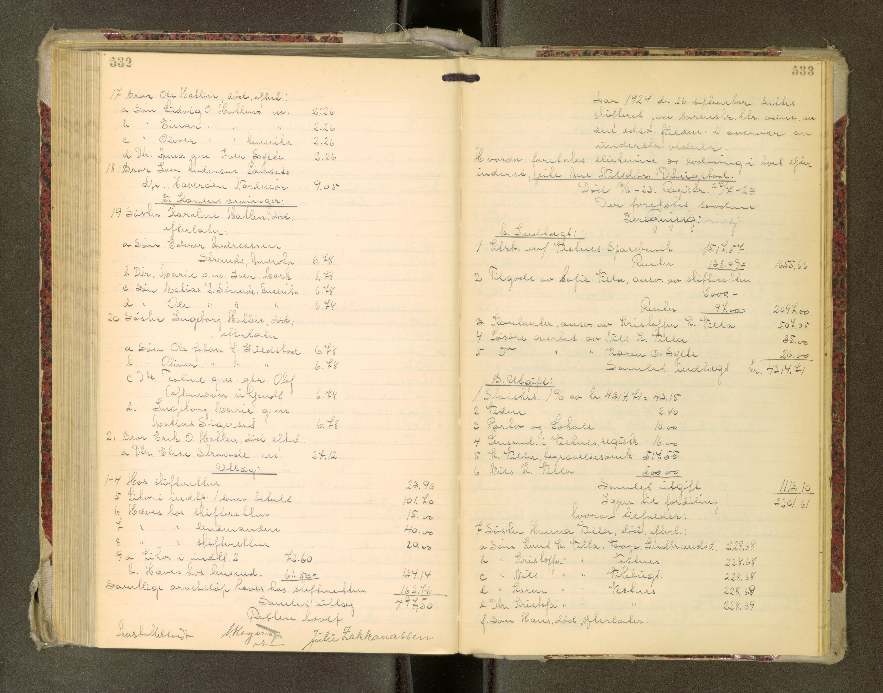 Romsdal sorenskriveri, AV/SAT-A-4149/1/3/3A/L0022: Skifteutlodnings Protokoll, 1920-1924, p. 532-533