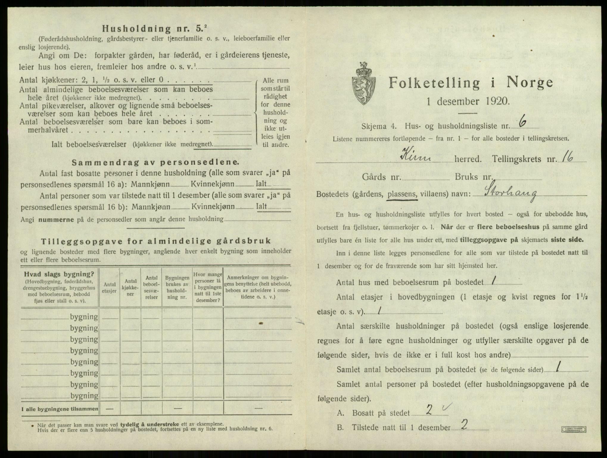 SAB, 1920 census for Kinn, 1920, p. 699