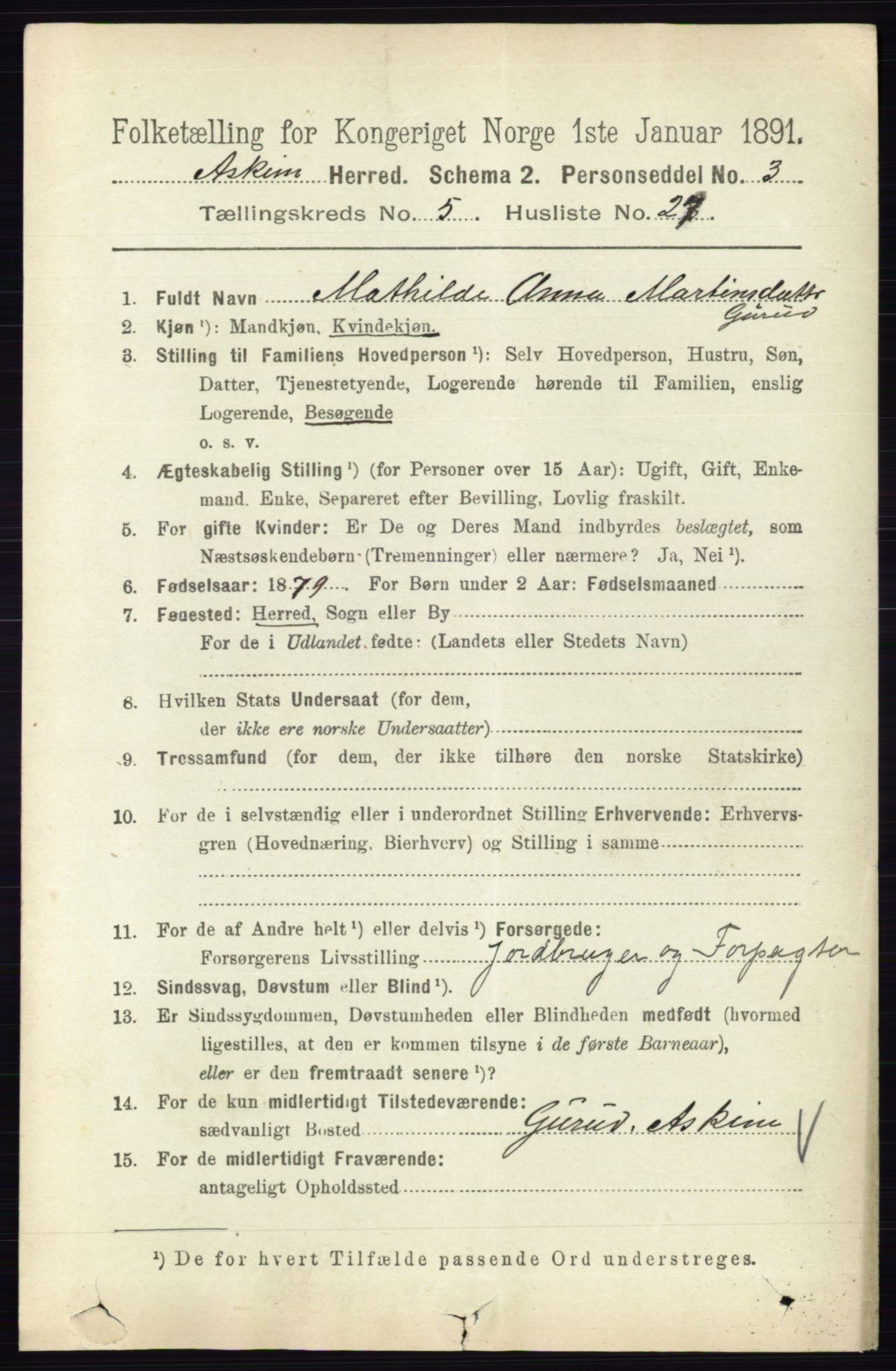 RA, 1891 census for 0124 Askim, 1891, p. 743