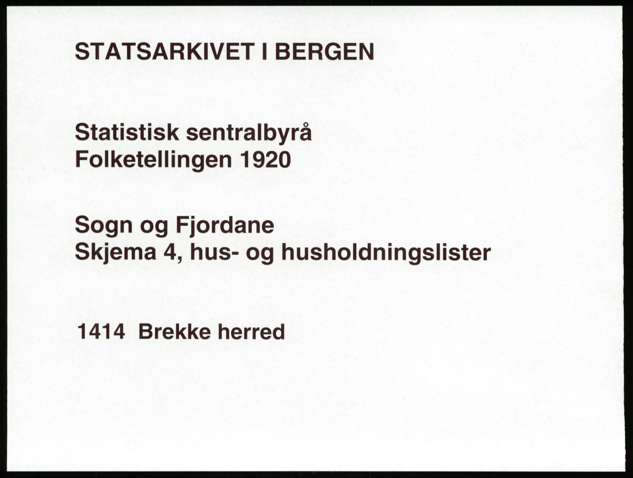 SAB, 1920 census for Brekke, 1920, p. 31