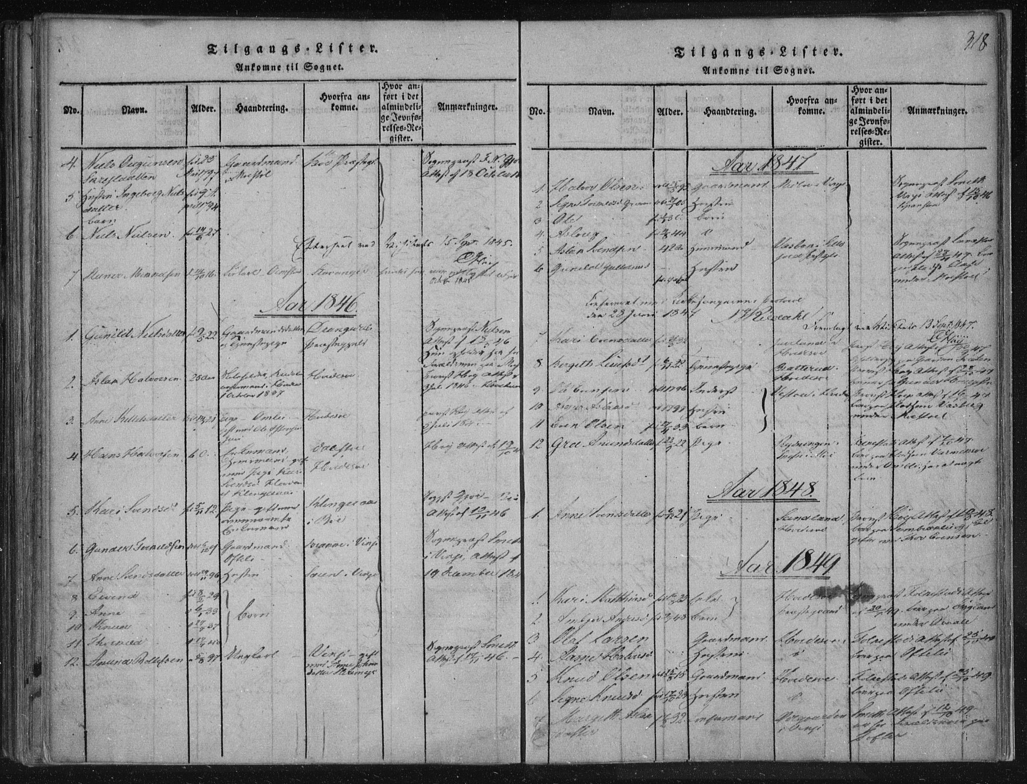 Lårdal kirkebøker, SAKO/A-284/F/Fc/L0001: Parish register (official) no. III 1, 1815-1860, p. 318