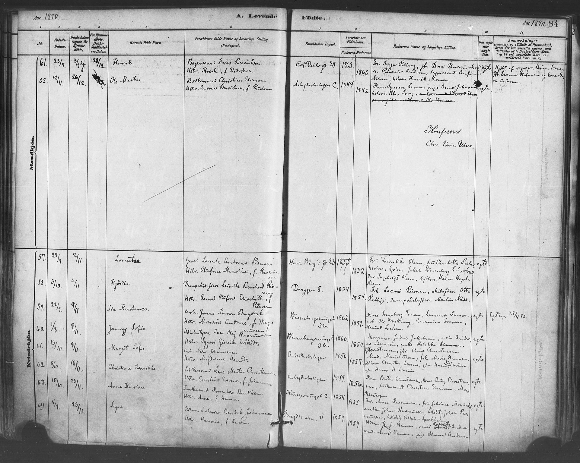 Mariakirken Sokneprestembete, AV/SAB-A-76901/H/Haa/L0007: Parish register (official) no. A 7, 1878-1893, p. 84