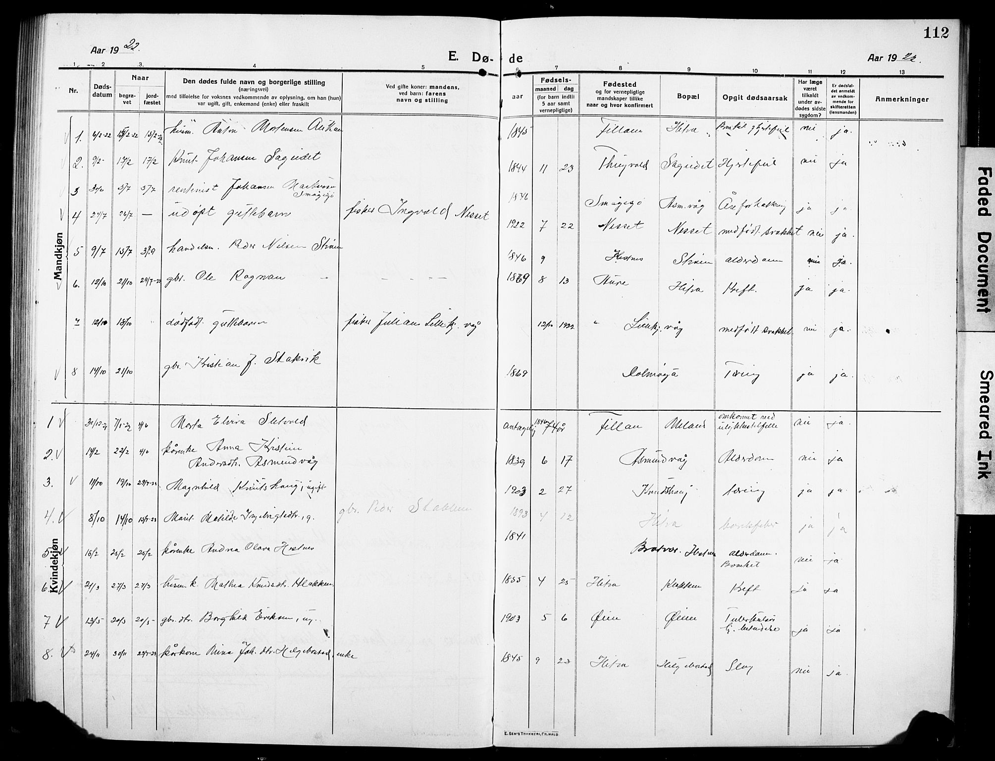 Ministerialprotokoller, klokkerbøker og fødselsregistre - Sør-Trøndelag, SAT/A-1456/634/L0543: Parish register (copy) no. 634C05, 1917-1928, p. 112