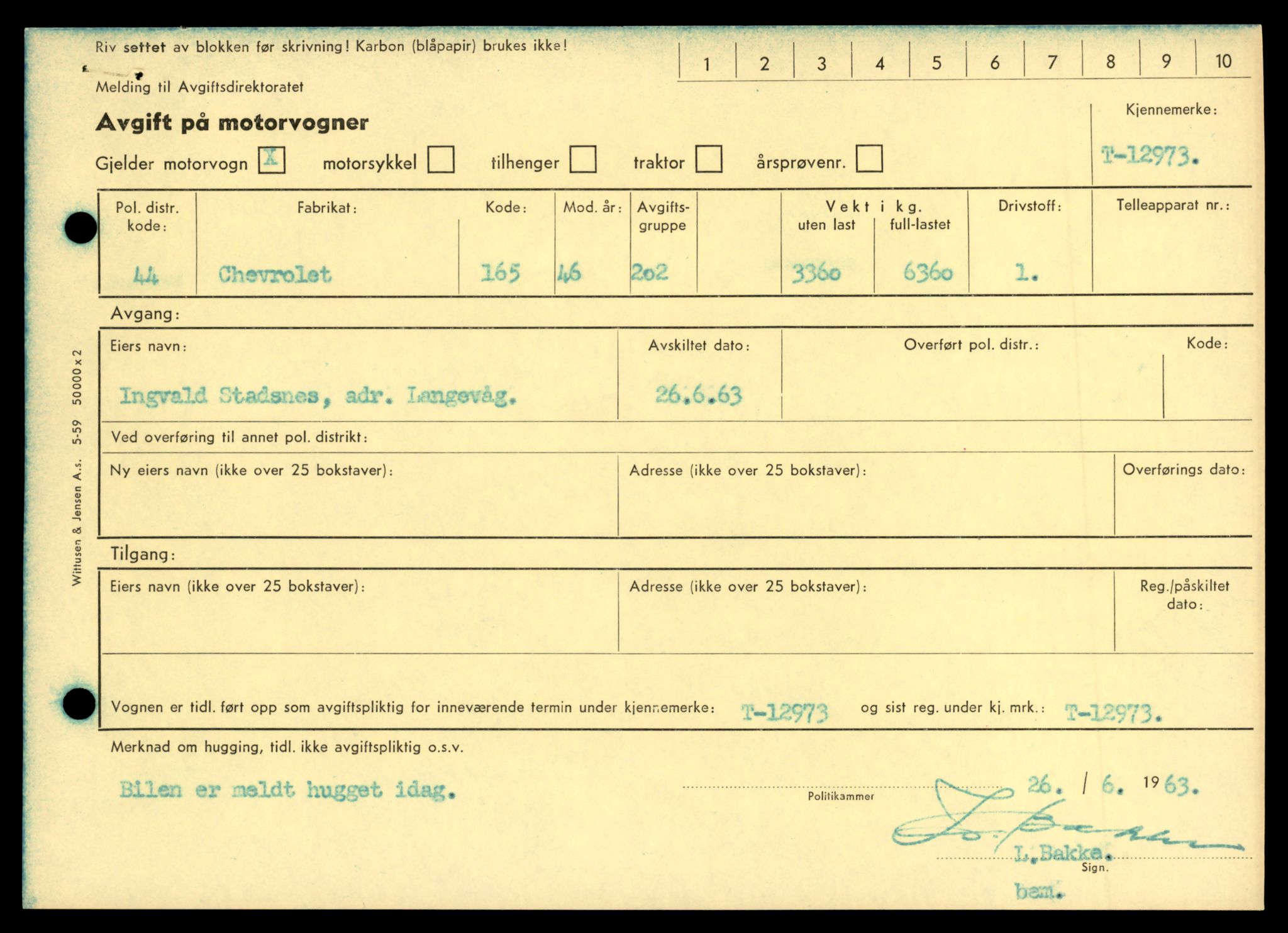 Møre og Romsdal vegkontor - Ålesund trafikkstasjon, AV/SAT-A-4099/F/Fe/L0036: Registreringskort for kjøretøy T 12831 - T 13030, 1927-1998, p. 2127