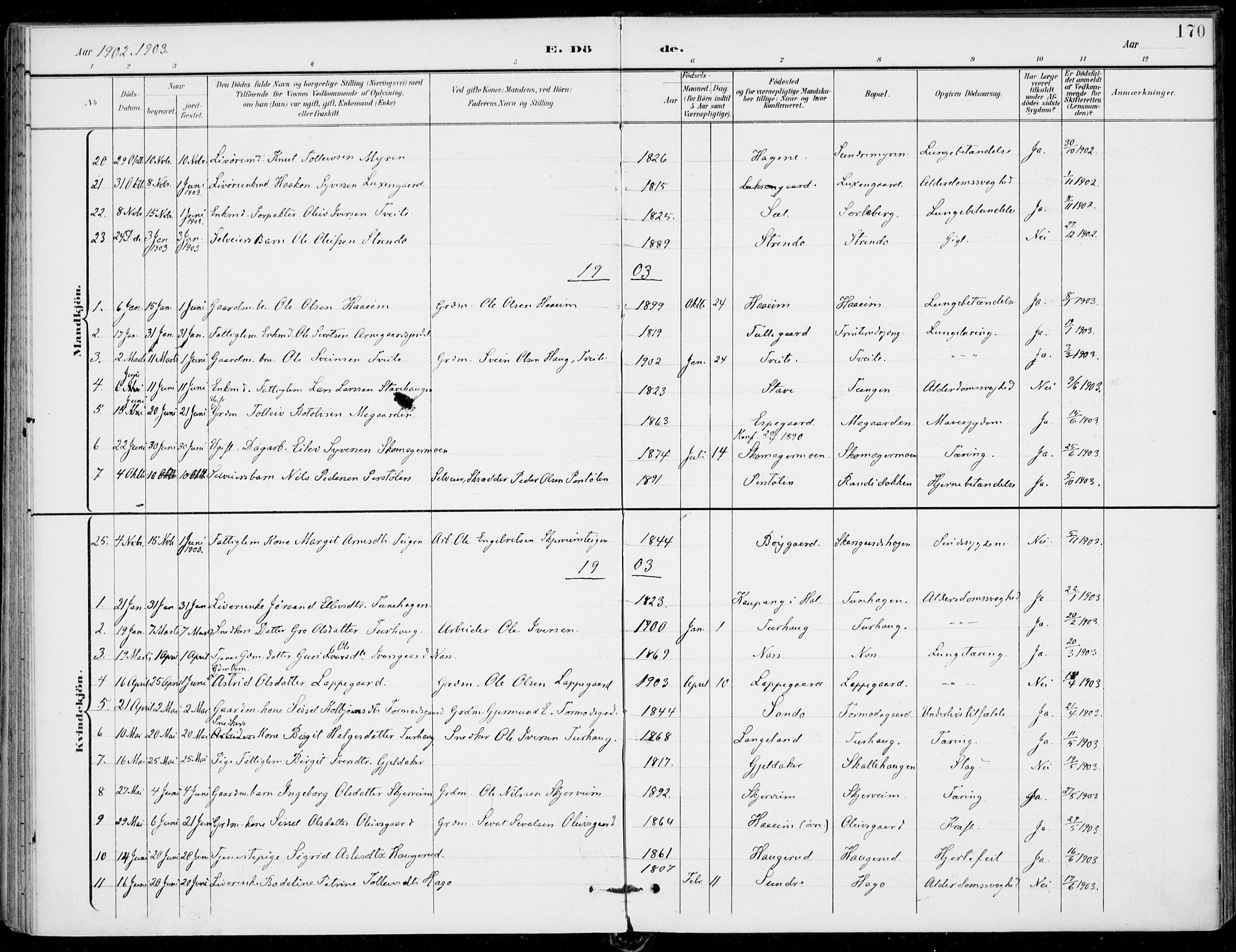 Ål kirkebøker, SAKO/A-249/F/Fa/L0009: Parish register (official) no. I 9, 1897-1915, p. 170