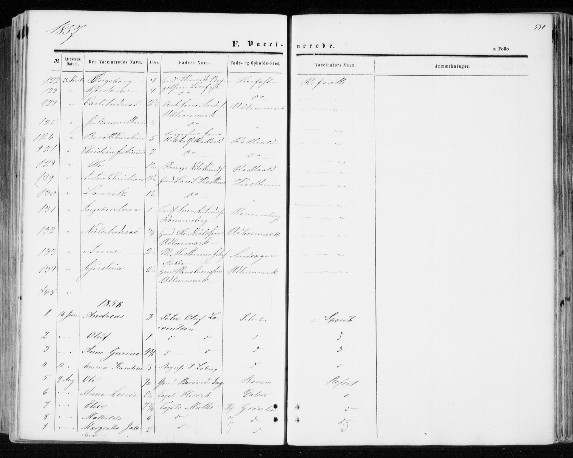 Ministerialprotokoller, klokkerbøker og fødselsregistre - Sør-Trøndelag, AV/SAT-A-1456/606/L0292: Parish register (official) no. 606A07, 1856-1865, p. 530