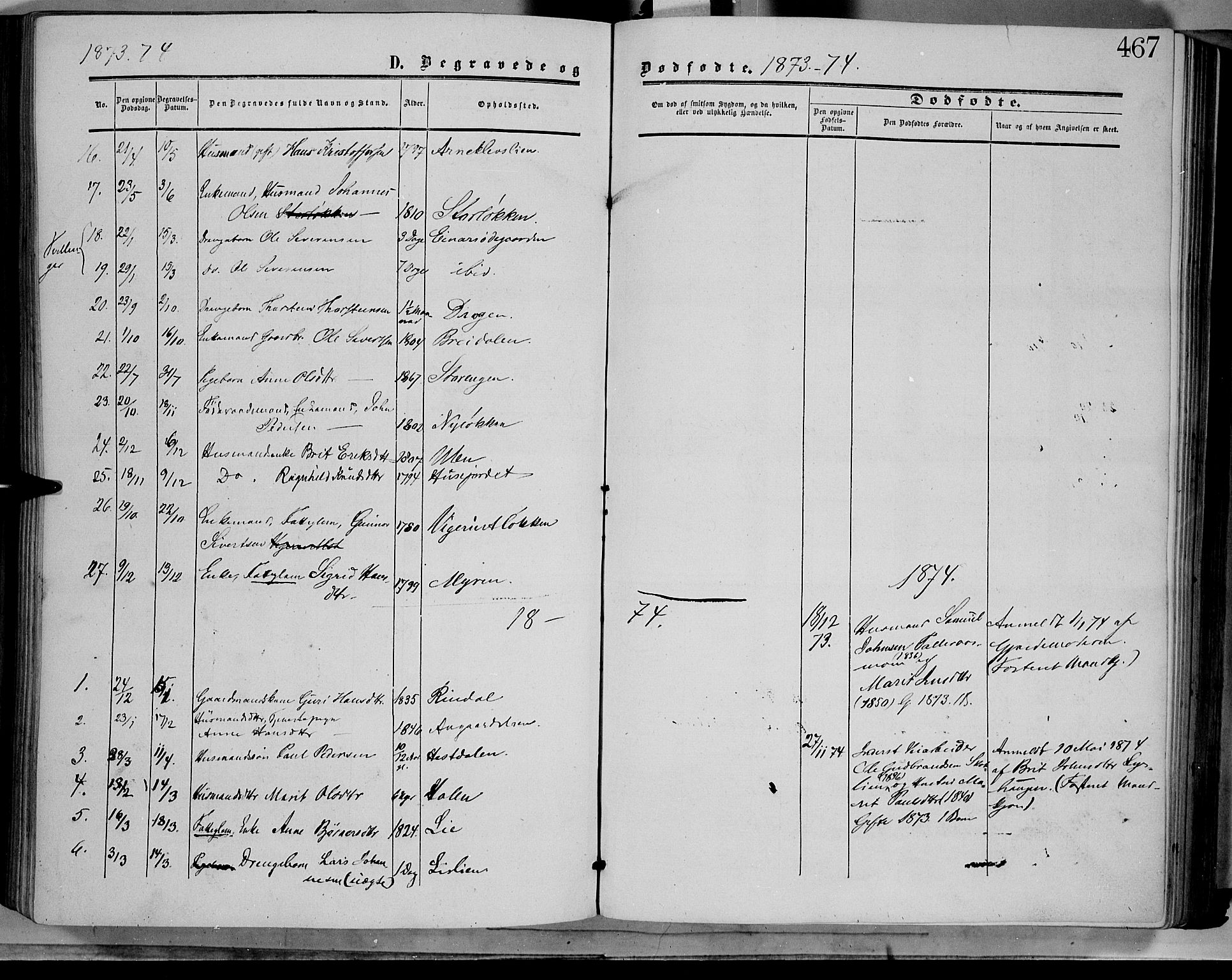 Dovre prestekontor, SAH/PREST-066/H/Ha/Haa/L0001: Parish register (official) no. 1, 1854-1878, p. 467