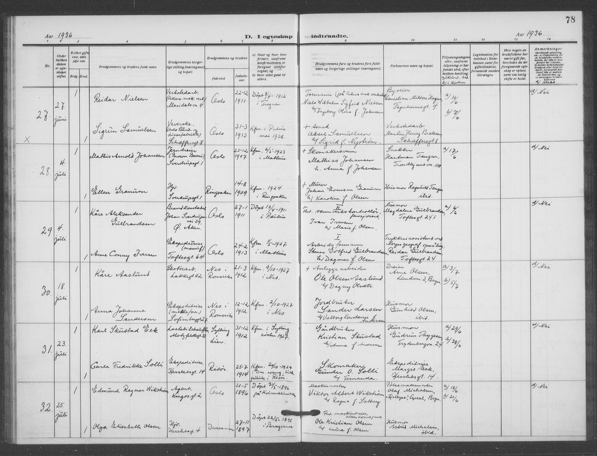 Matteus prestekontor Kirkebøker, AV/SAO-A-10870/F/Fa/L0003: Parish register (official) no. 3, 1917-1938, p. 78