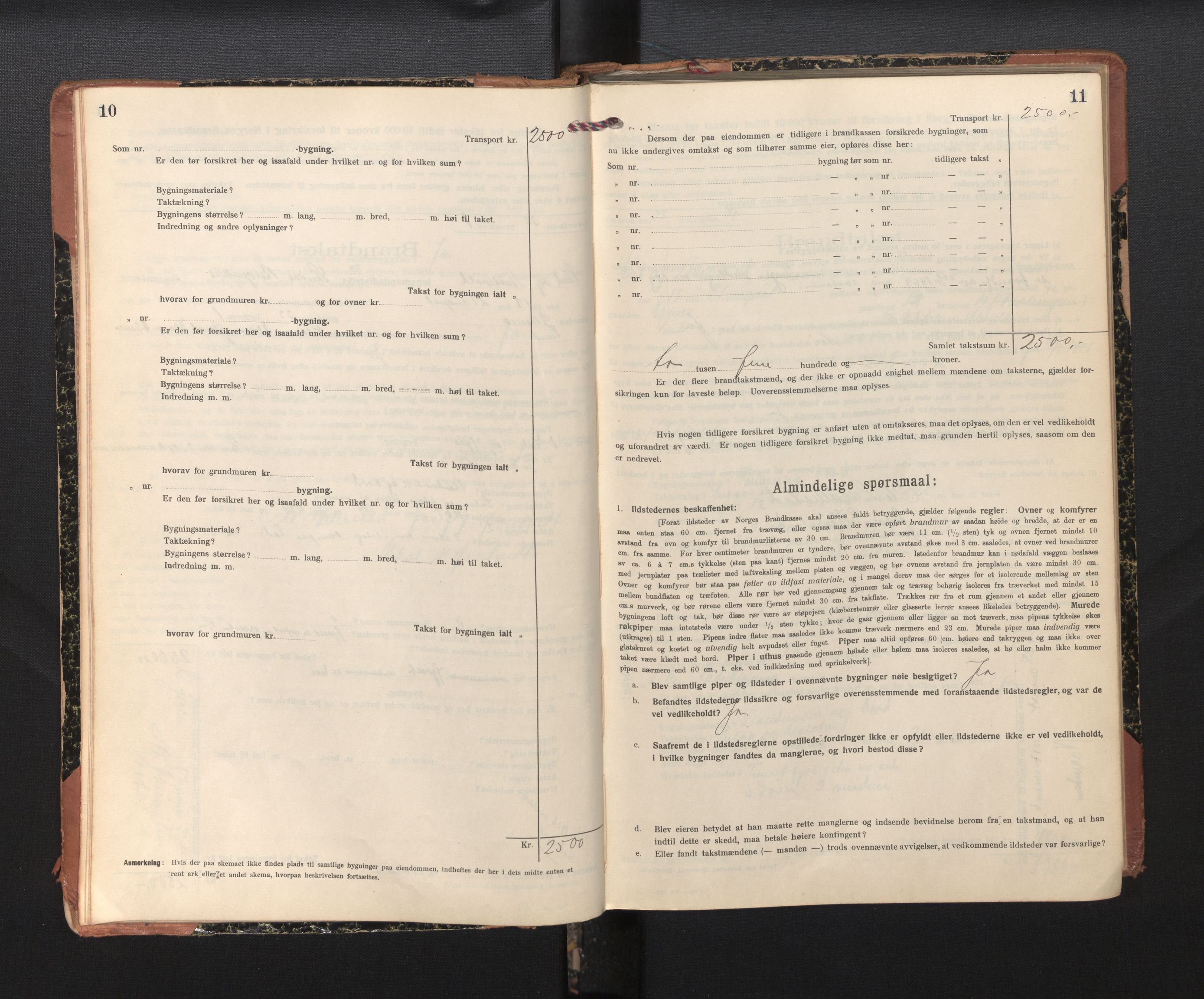 Lensmannen i Sund og Austevoll, AV/SAB-A-35201/0012/L0004: Branntakstprotokoll, skjematakst, 1917-1949, p. 10-11