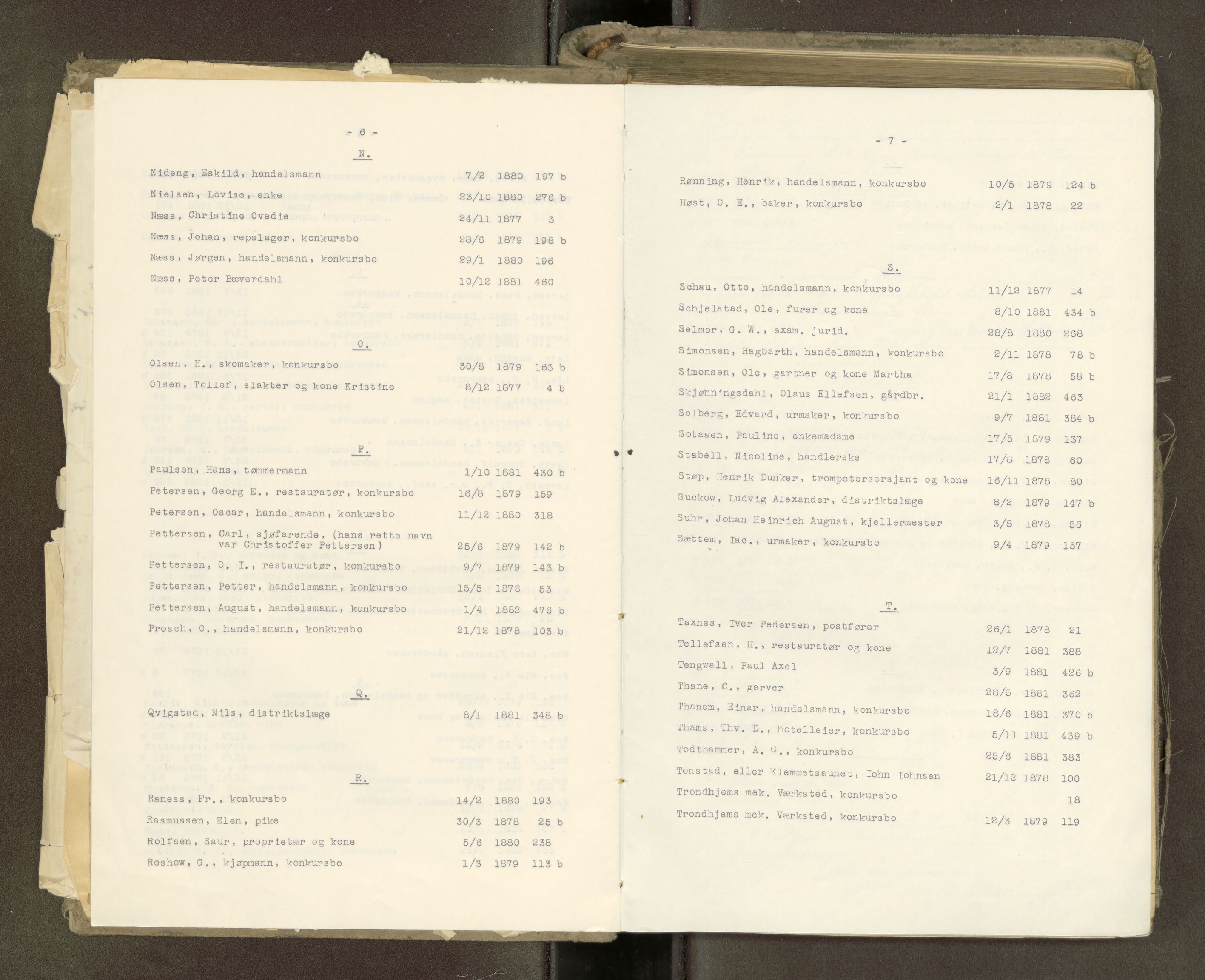 Trondheim byfogd, AV/SAT-A-0003/1/3/3A/L0032: Skifteutlodningsprotokoll - 22/9-1/4. (m/ register) U, 1877-1882