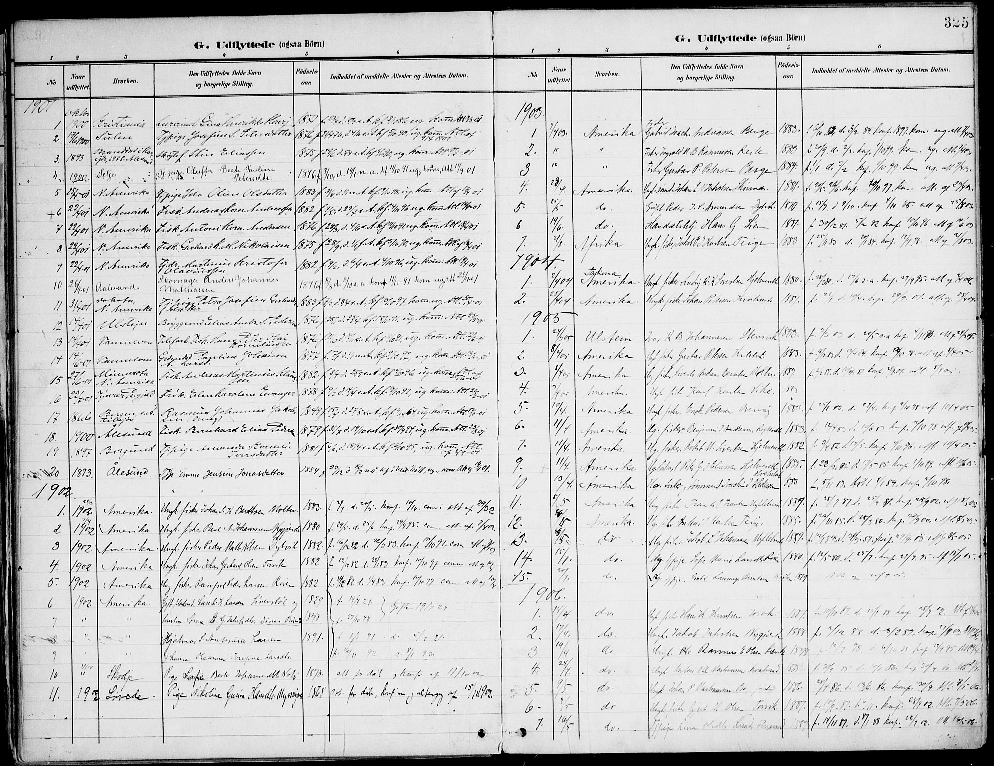 Ministerialprotokoller, klokkerbøker og fødselsregistre - Møre og Romsdal, SAT/A-1454/507/L0075: Parish register (official) no. 507A10, 1901-1920, p. 325