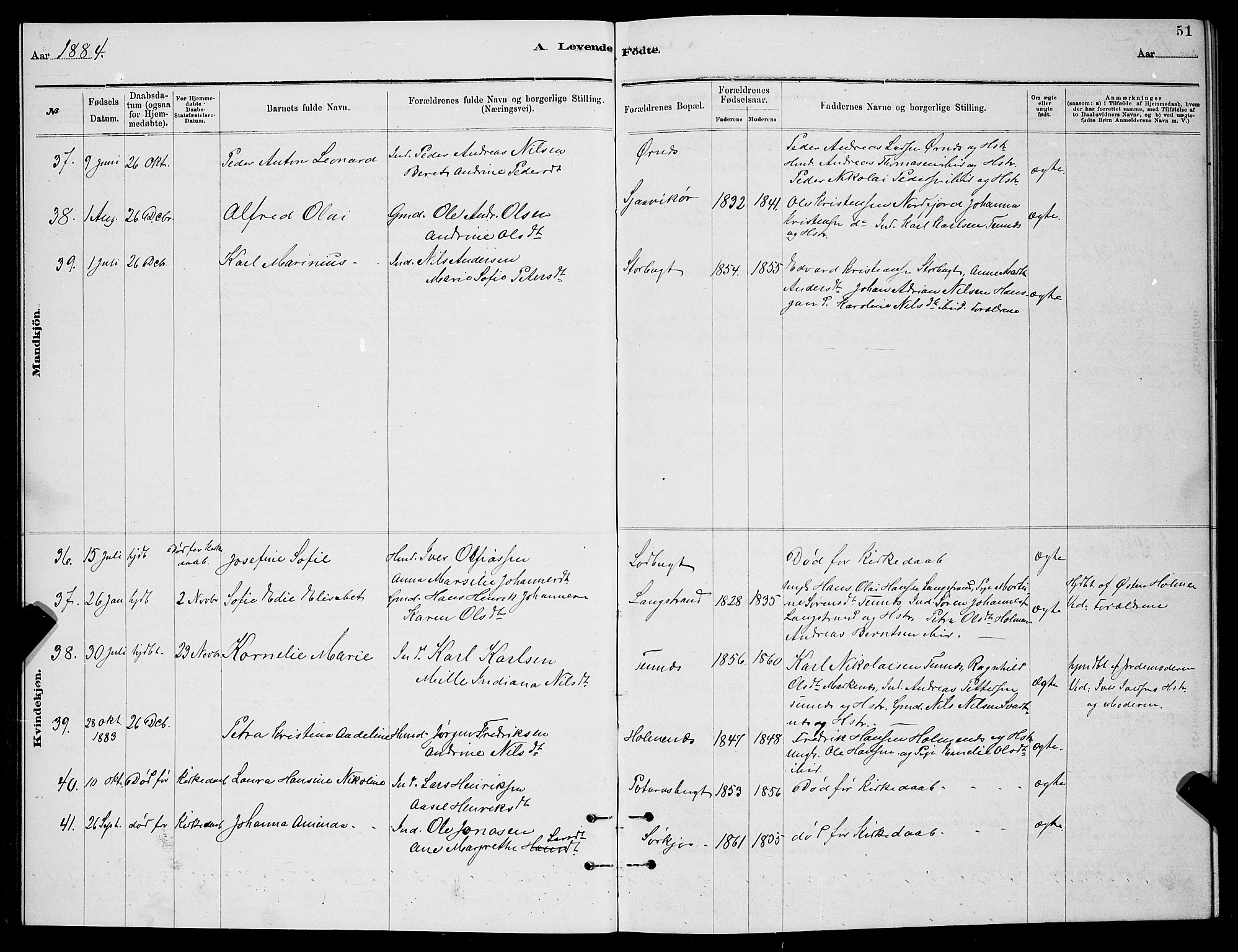 Balsfjord sokneprestembete, SATØ/S-1303/G/Ga/L0007klokker: Parish register (copy) no. 7, 1878-1889, p. 51