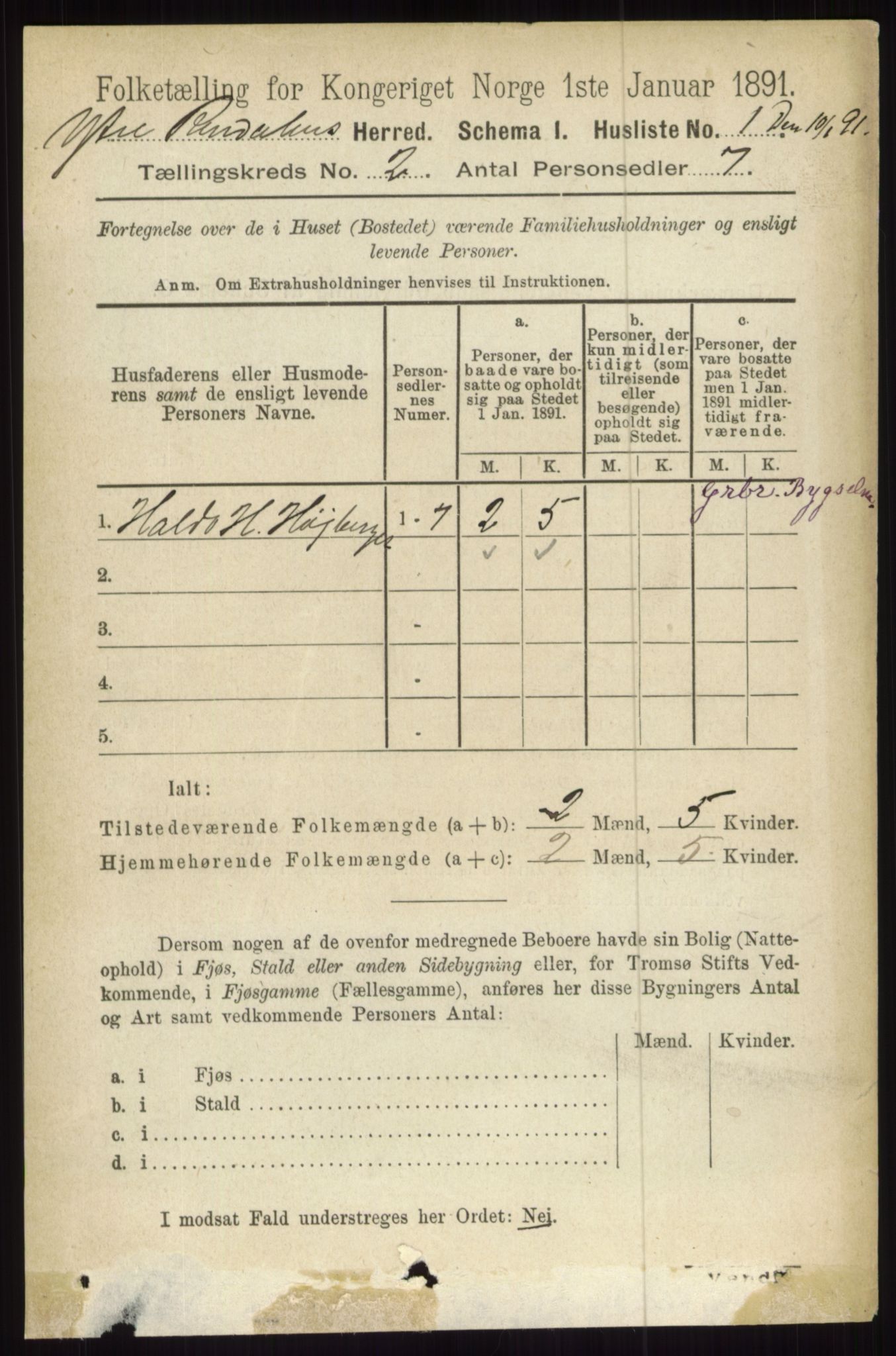 RA, 1891 census for 0432 Ytre Rendal, 1891, p. 270