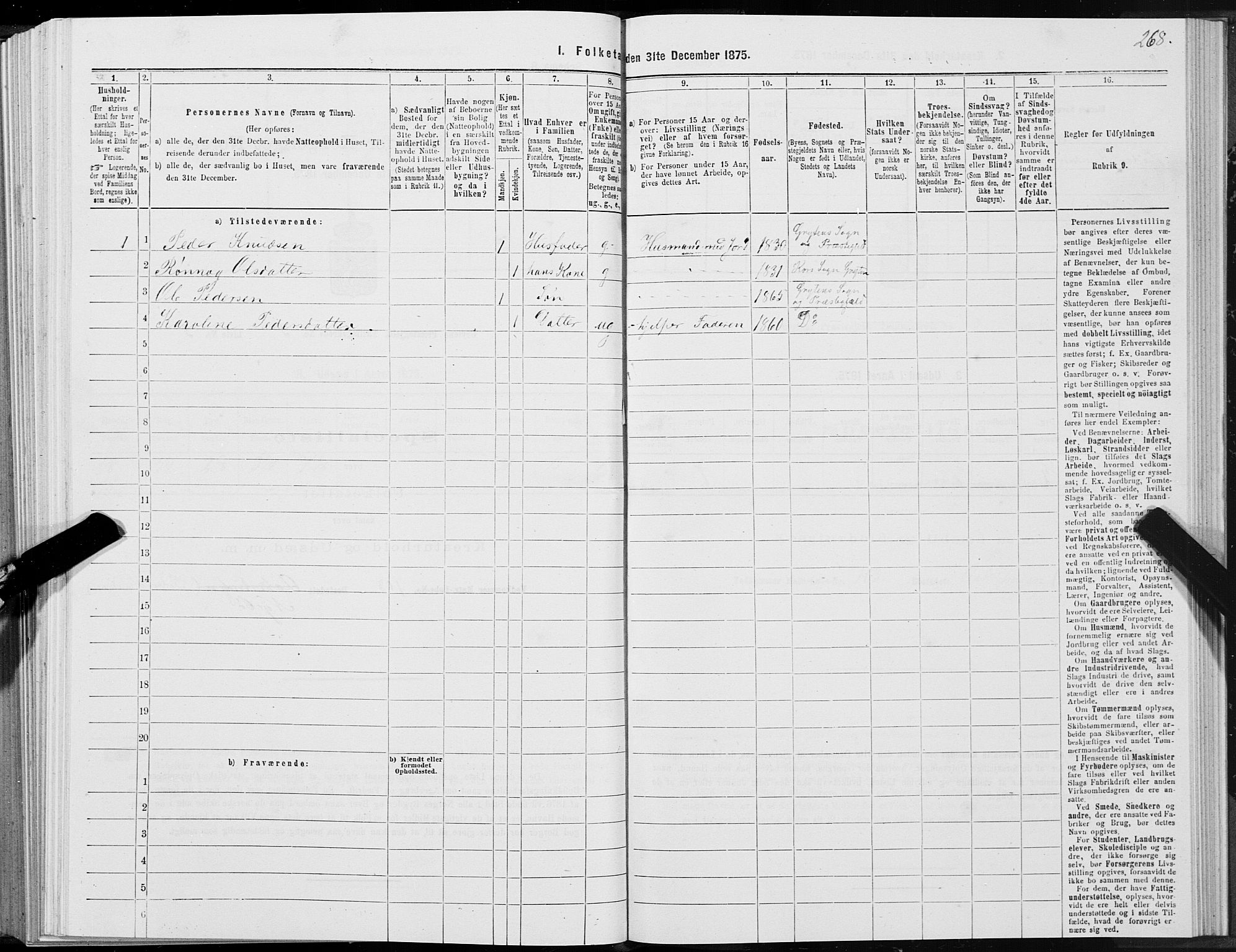 SAT, 1875 census for 1539P Grytten, 1875, p. 1268