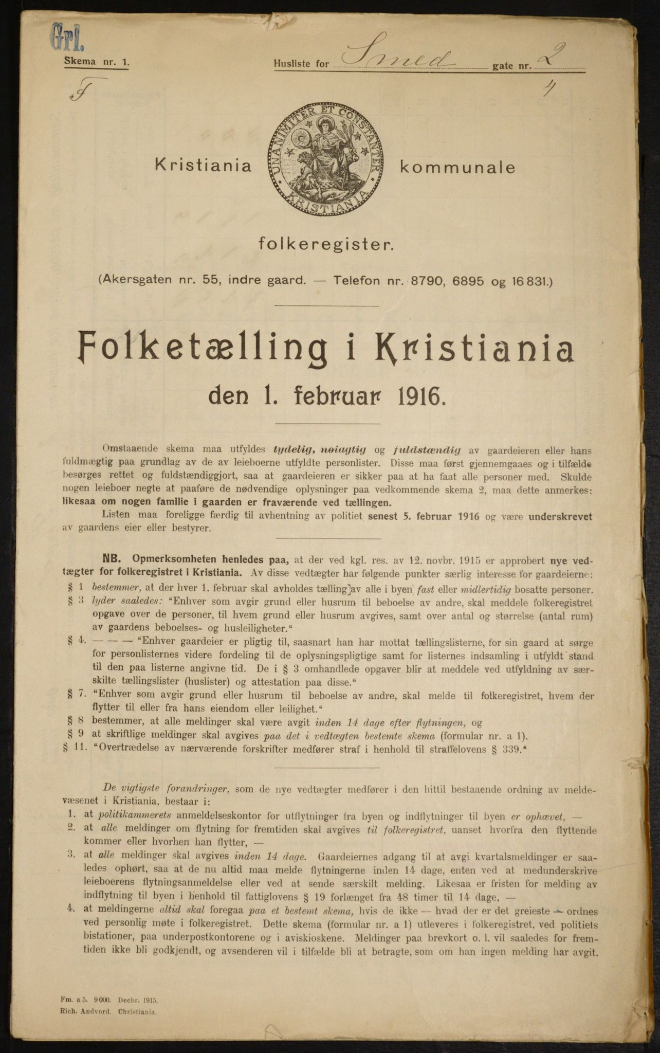 OBA, Municipal Census 1916 for Kristiania, 1916, p. 99560