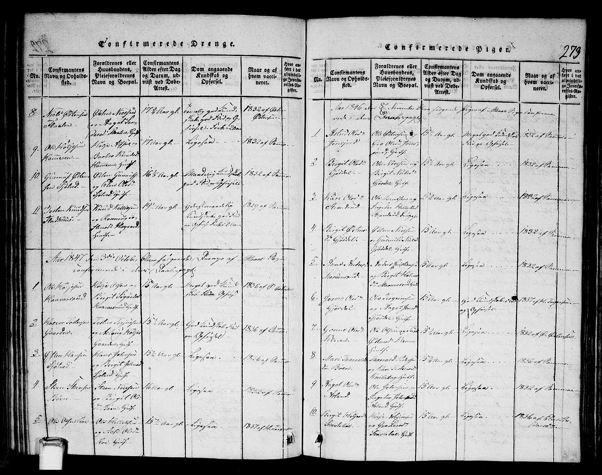 Tinn kirkebøker, SAKO/A-308/G/Gb/L0001: Parish register (copy) no. II 1 /2, 1837-1850, p. 273