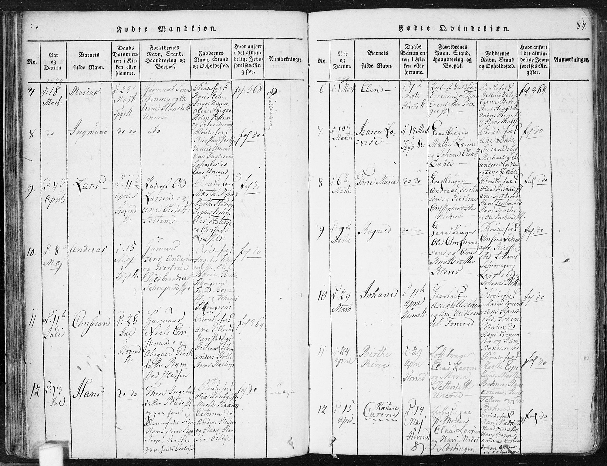 Spydeberg prestekontor Kirkebøker, AV/SAO-A-10924/F/Fa/L0004: Parish register (official) no. I 4, 1814-1841, p. 87