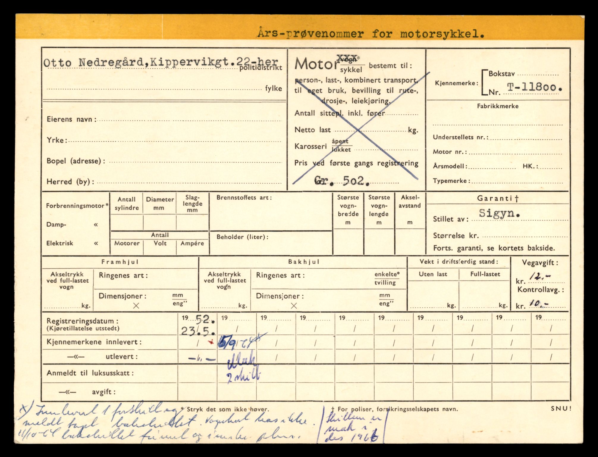 Møre og Romsdal vegkontor - Ålesund trafikkstasjon, AV/SAT-A-4099/F/Fe/L0031: Registreringskort for kjøretøy T 11800 - T 11996, 1927-1998, p. 3