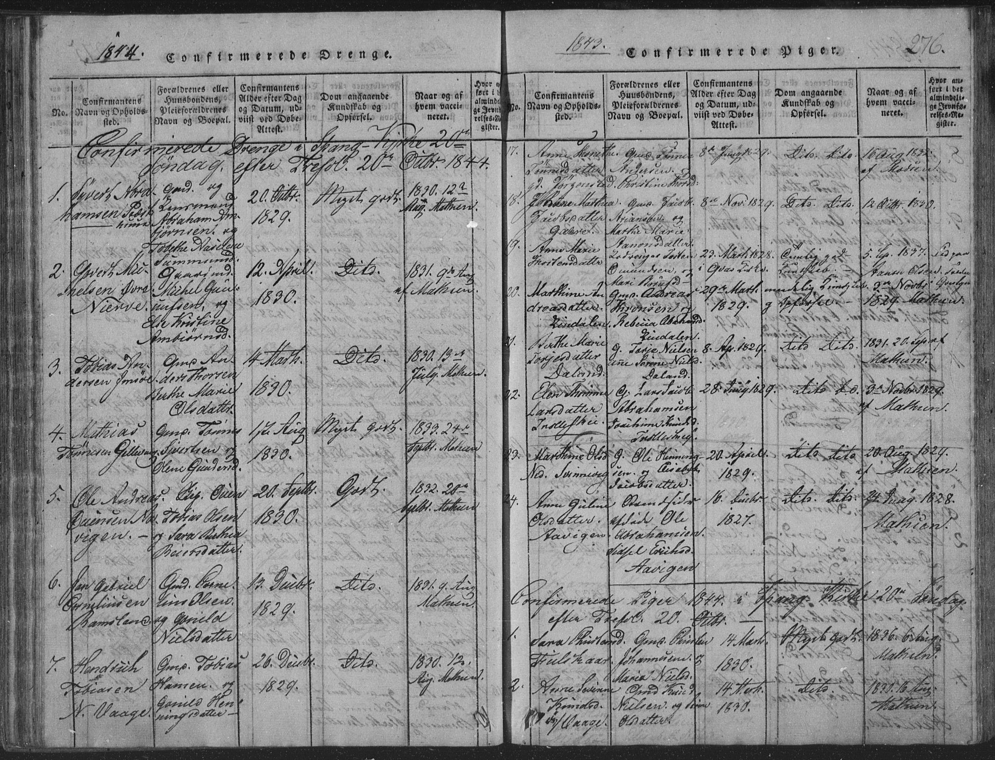 Sør-Audnedal sokneprestkontor, AV/SAK-1111-0039/F/Fb/Fba/L0001: Parish register (copy) no. B 1, 1815-1850, p. 276