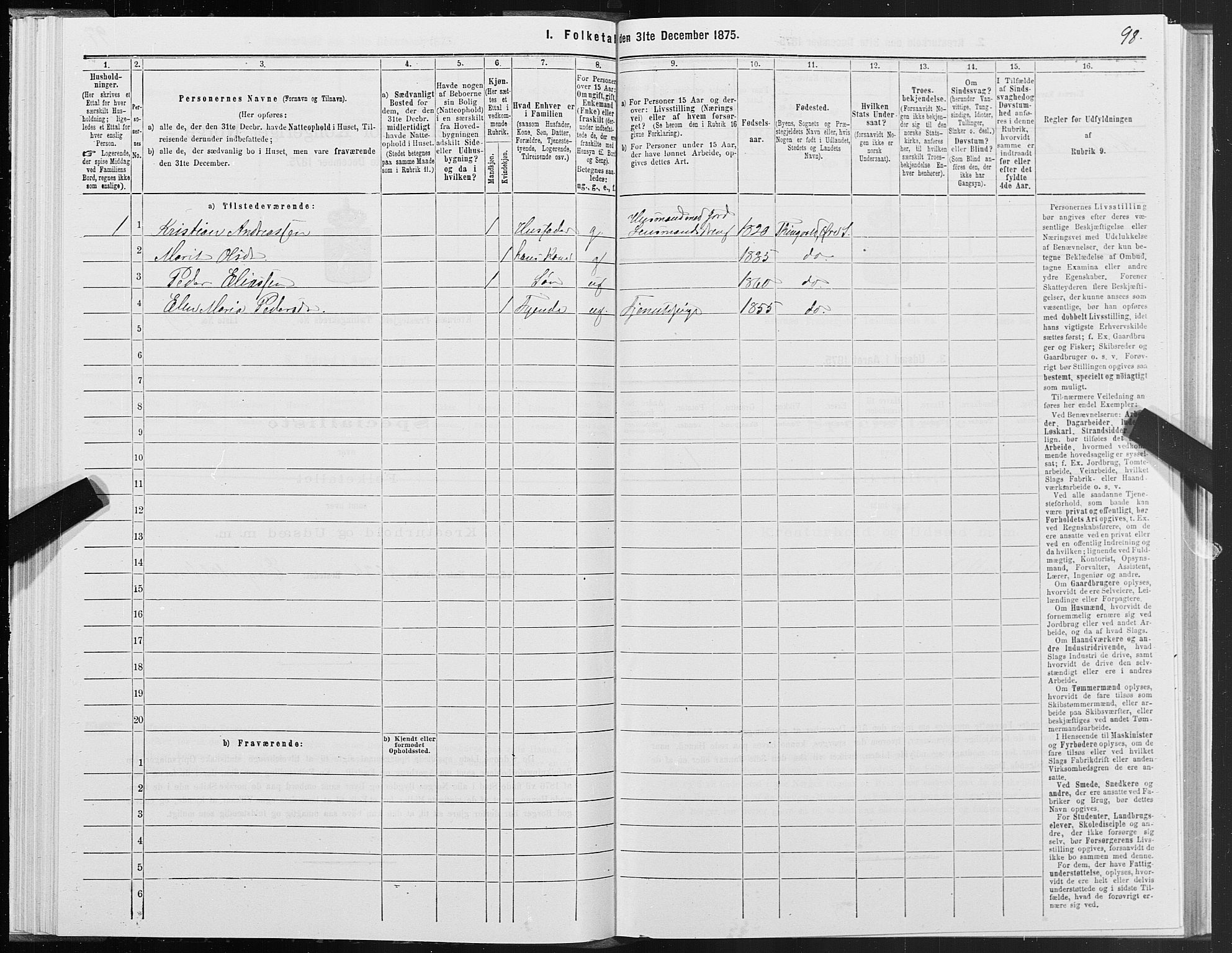 SAT, 1875 census for 1553P Kvernes, 1875, p. 7098