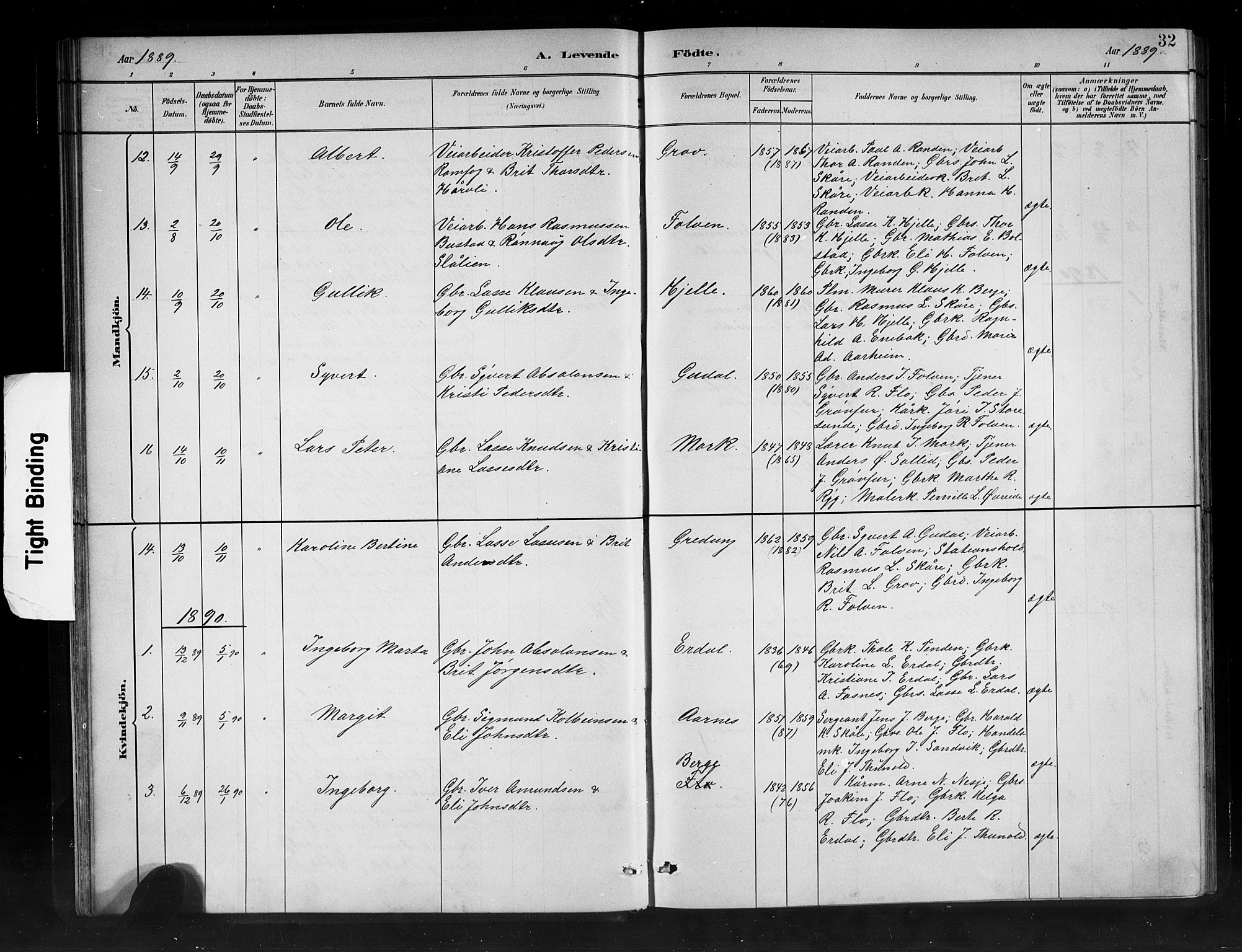 Stryn Sokneprestembete, AV/SAB-A-82501: Parish register (copy) no. C 3, 1881-1905, p. 32