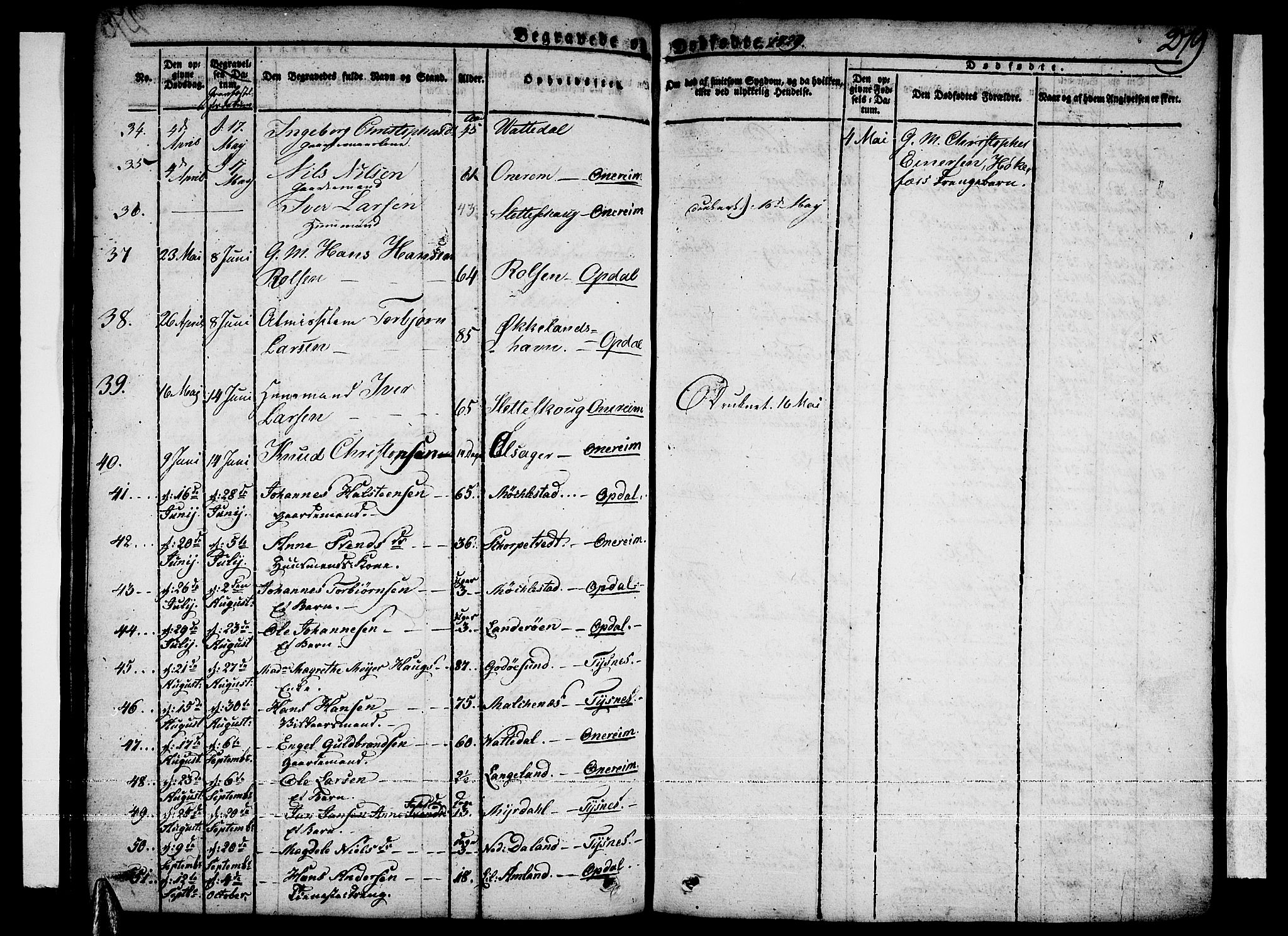 Tysnes sokneprestembete, SAB/A-78601/H/Haa: Parish register (official) no. A 8, 1826-1837, p. 279