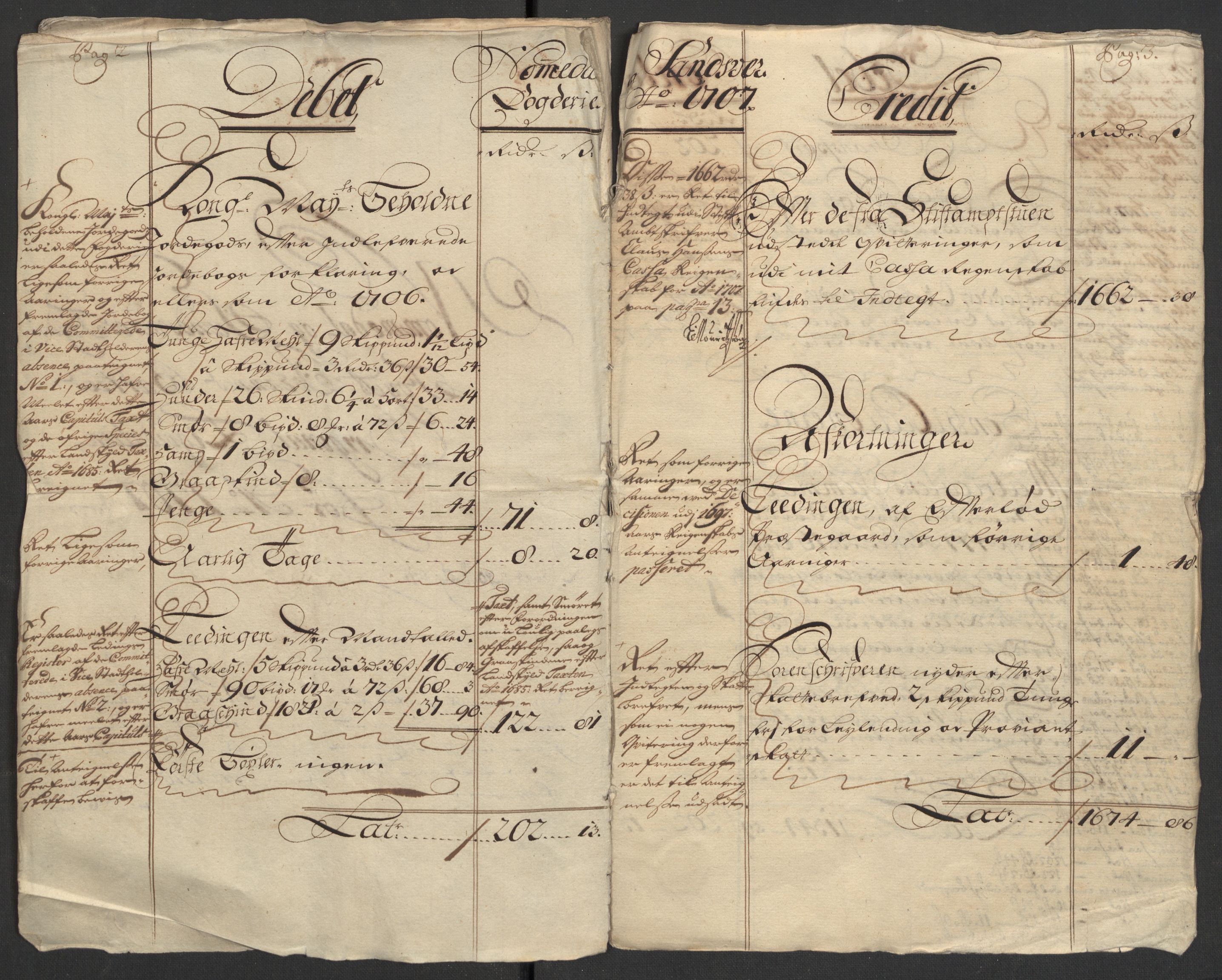 Rentekammeret inntil 1814, Reviderte regnskaper, Fogderegnskap, AV/RA-EA-4092/R24/L1584: Fogderegnskap Numedal og Sandsvær, 1707-1708, p. 8