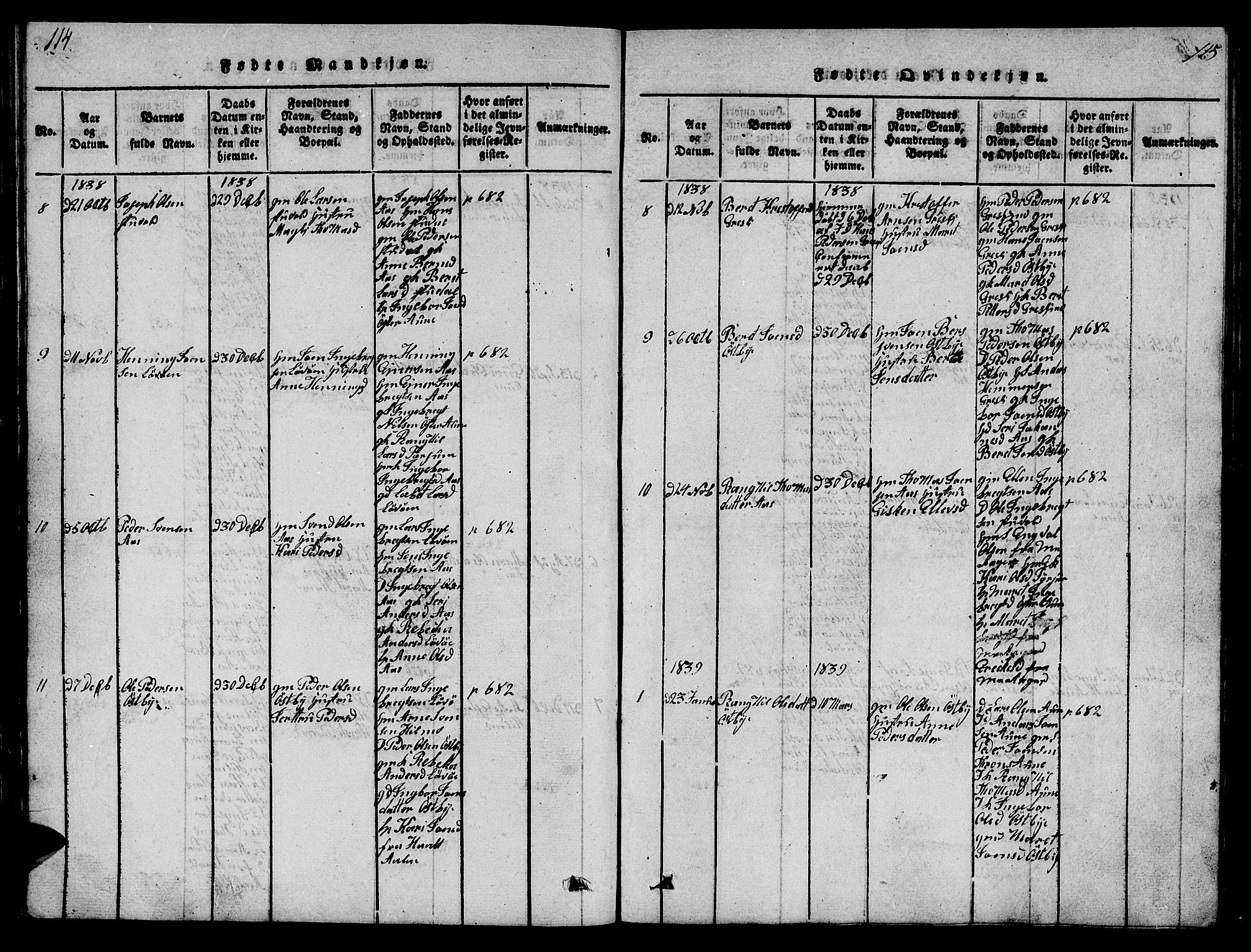 Ministerialprotokoller, klokkerbøker og fødselsregistre - Sør-Trøndelag, SAT/A-1456/698/L1164: Parish register (copy) no. 698C01, 1816-1861, p. 114-115