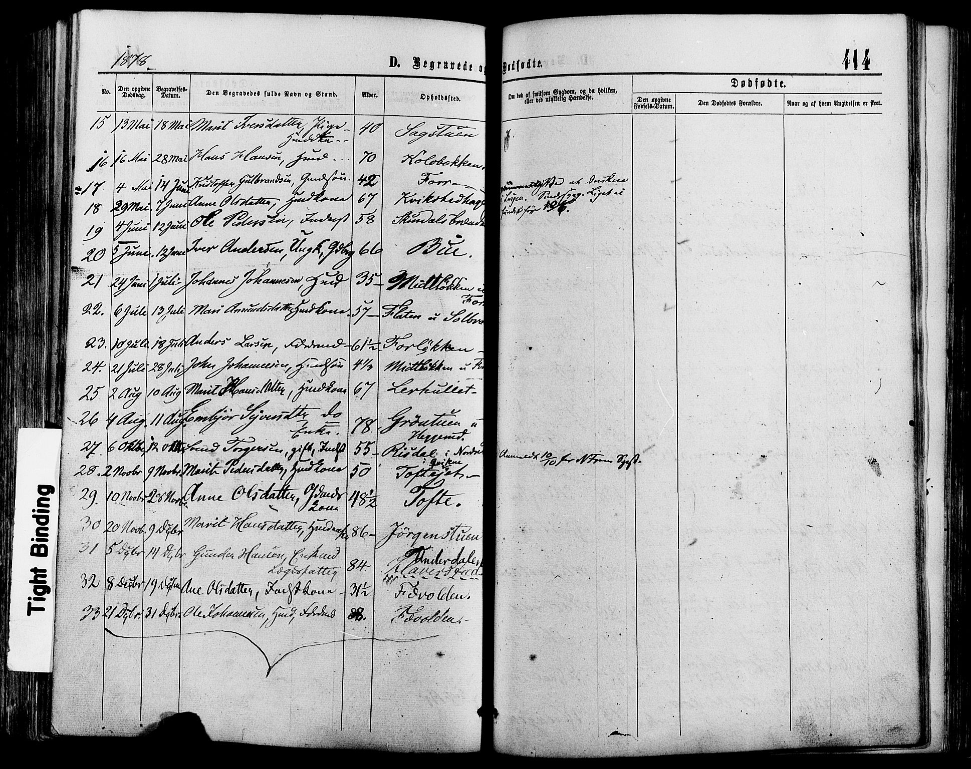 Sør-Fron prestekontor, SAH/PREST-010/H/Ha/Haa/L0002: Parish register (official) no. 2, 1864-1880, p. 414