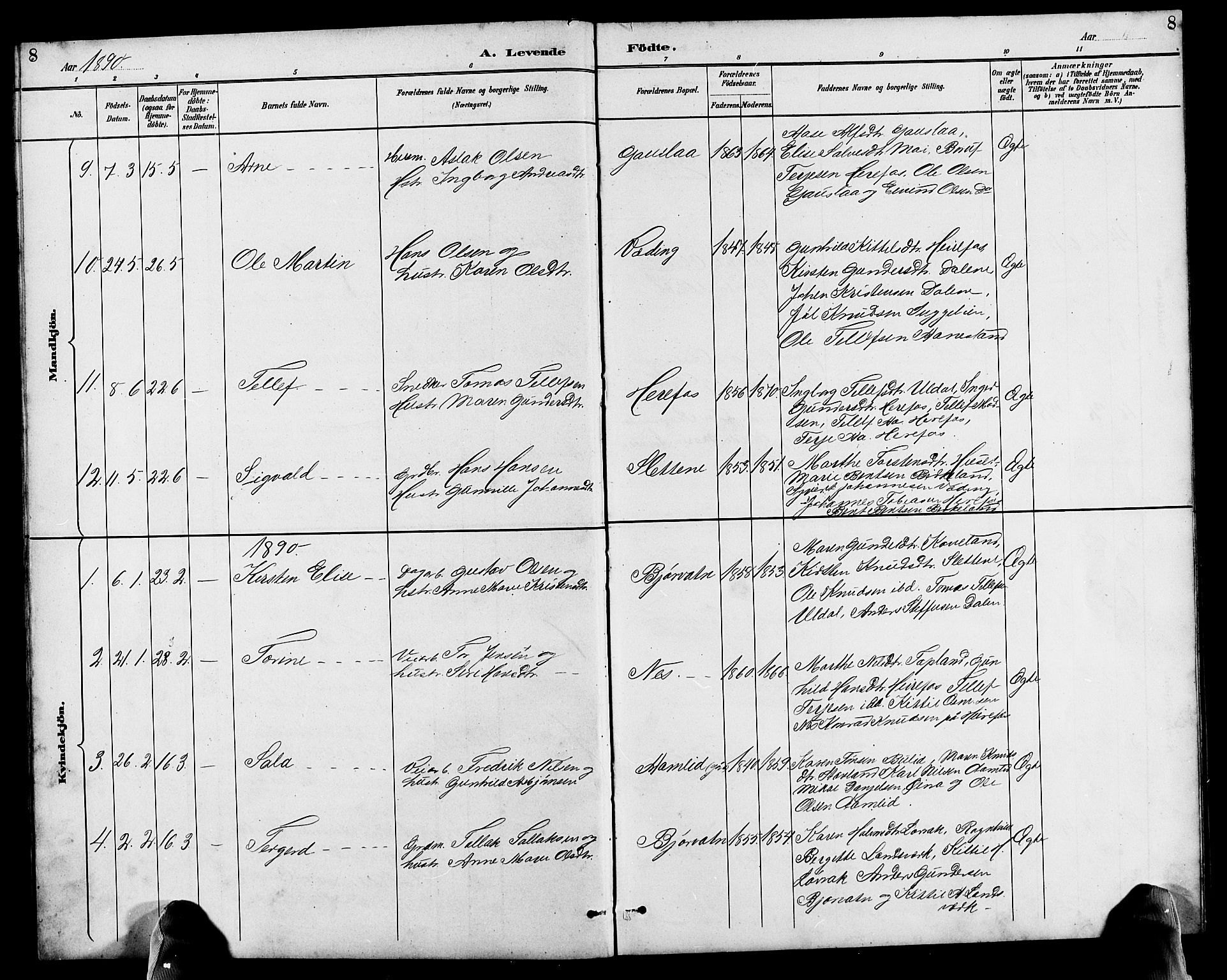 Herefoss sokneprestkontor, SAK/1111-0019/F/Fb/Fba/L0003: Parish register (copy) no. B 3, 1887-1925, p. 8