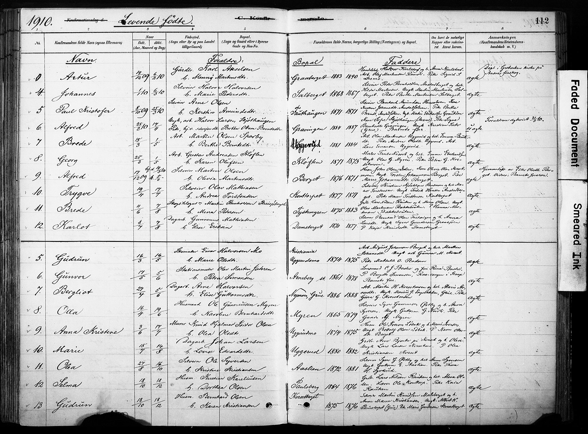 Hof prestekontor, AV/SAH-PREST-038/H/Ha/Haa/L0011: Parish register (official) no. 11, 1879-1911, p. 112