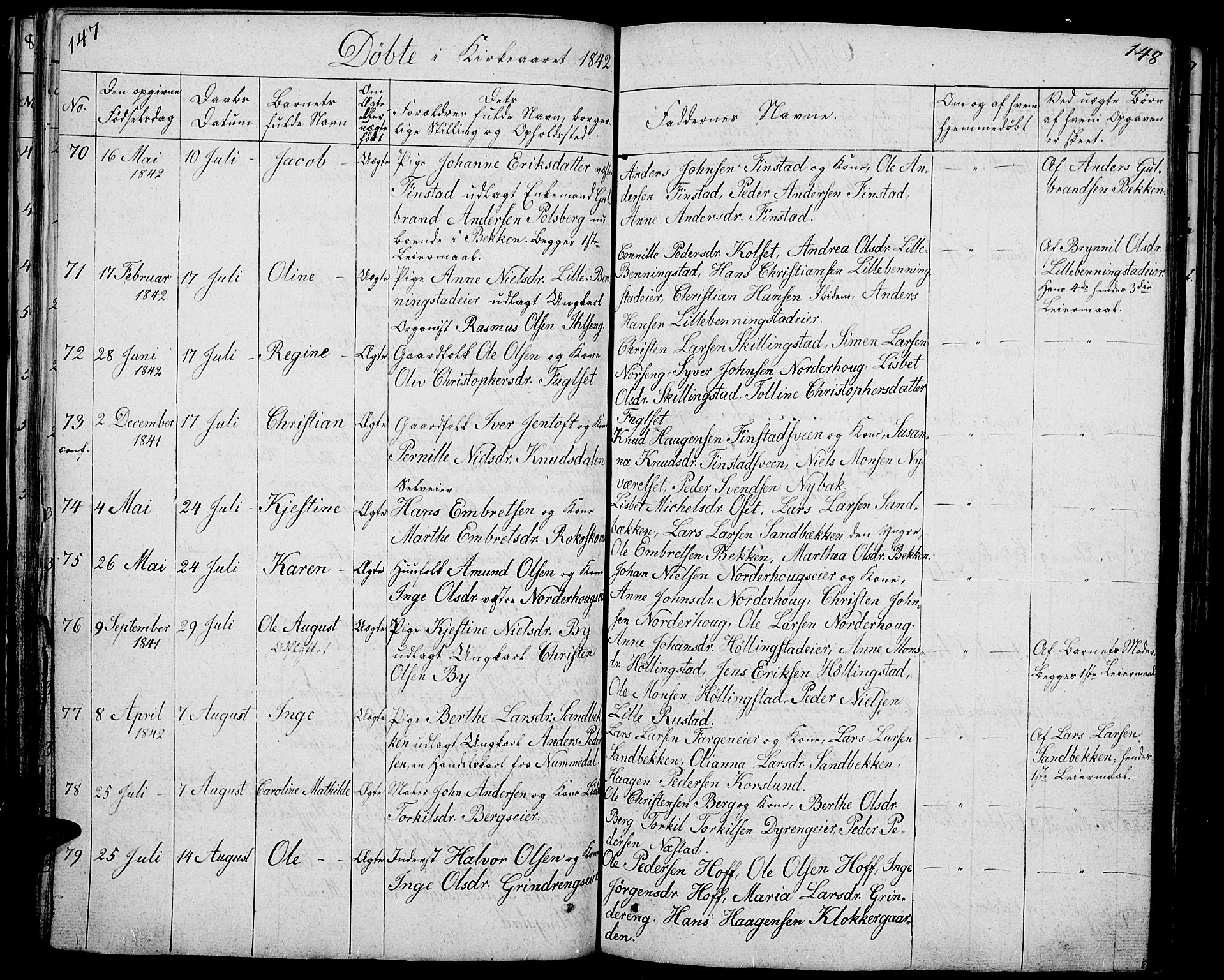 Løten prestekontor, SAH/PREST-022/L/La/L0002: Parish register (copy) no. 2, 1832-1850, p. 147-148